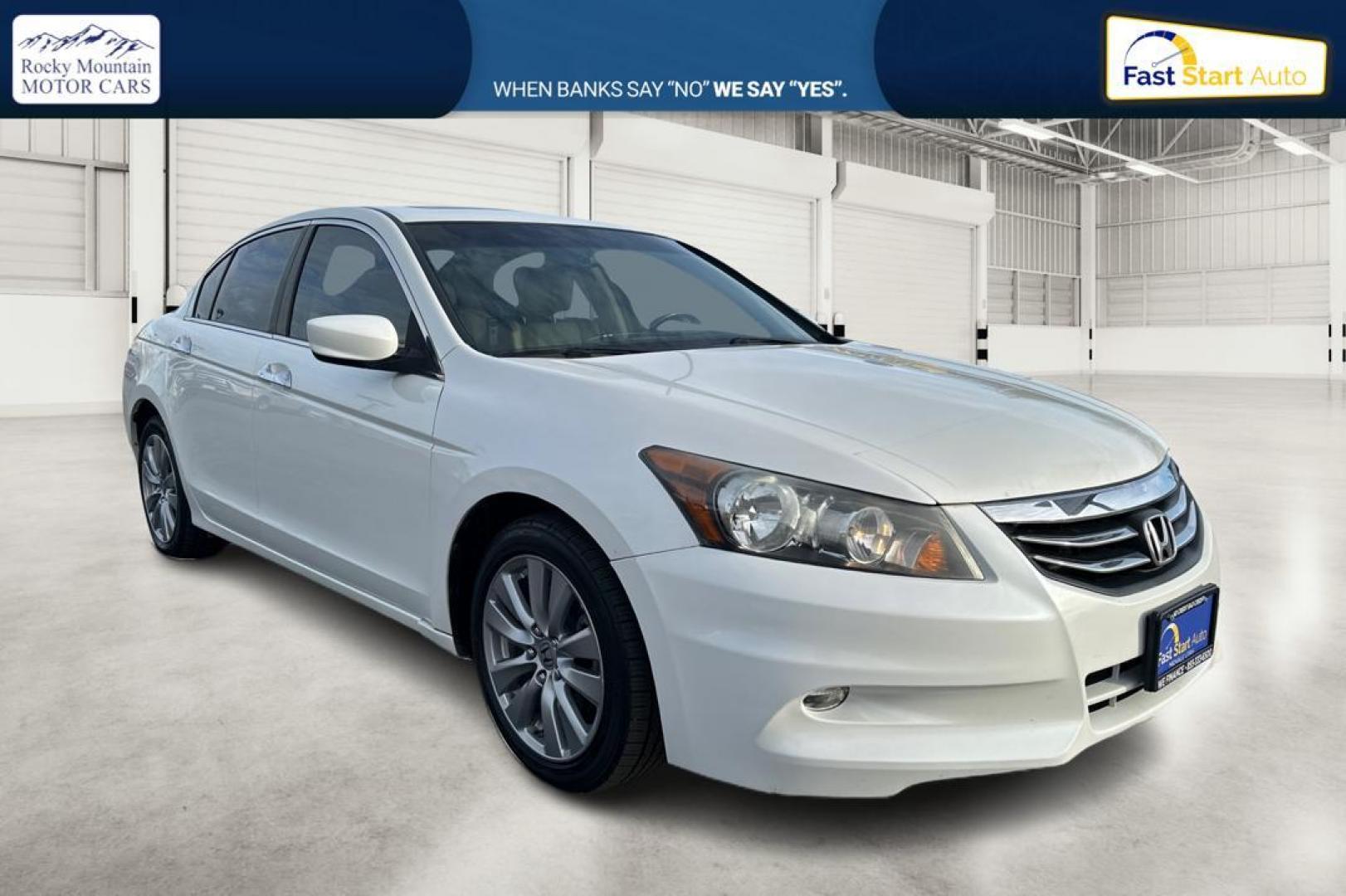 2012 White Honda Accord EX-L V6 Sedan AT (1HGCP3F88CA) with an 3.5L V6 SOHC 24V engine, 5-Speed Automatic transmission, located at 7755 State Street, Midvale, UT, 84047, (801) 753-9063, 40.610329, -111.892159 - Photo#0