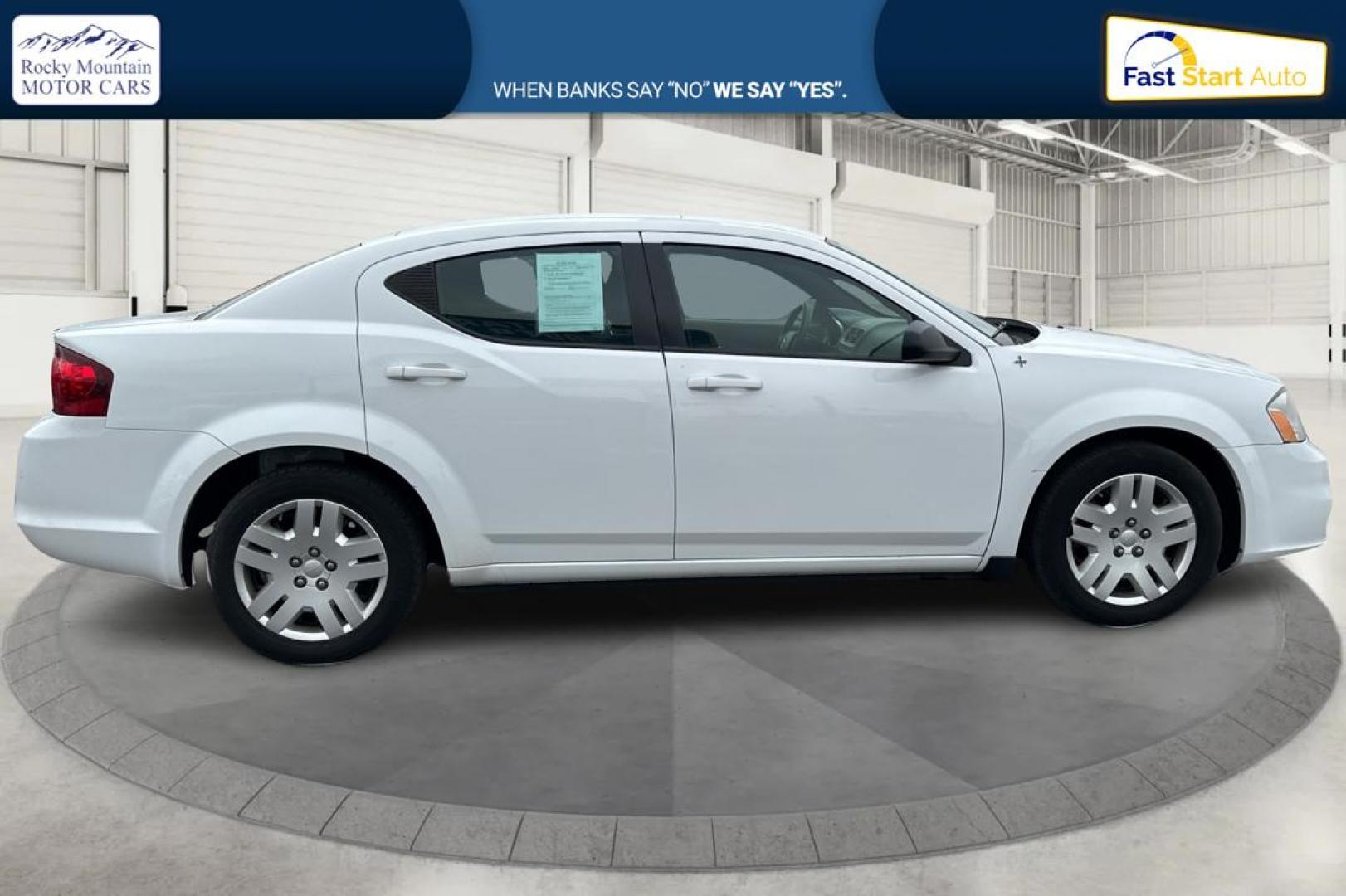 2013 White Dodge Avenger Base (1C3CDZAB7DN) with an 2.4L L4 DOHC 16V engine, 4-Speed Automatic transmission, located at 767 S State Road, Pleasant Grove, UT, 84062, (801) 785-1058, 40.354839, -111.736687 - Photo#1