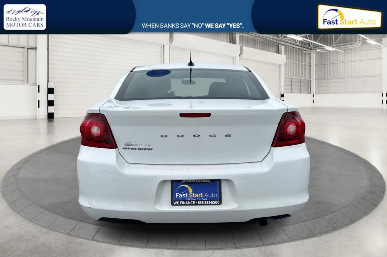 2013 White Dodge Avenger Base (1C3CDZAB7DN) with an 2.4L L4 DOHC 16V engine, 4-Speed Automatic transmission, located at 767 S State Road, Pleasant Grove, UT, 84062, (801) 785-1058, 40.354839, -111.736687 - Photo#3