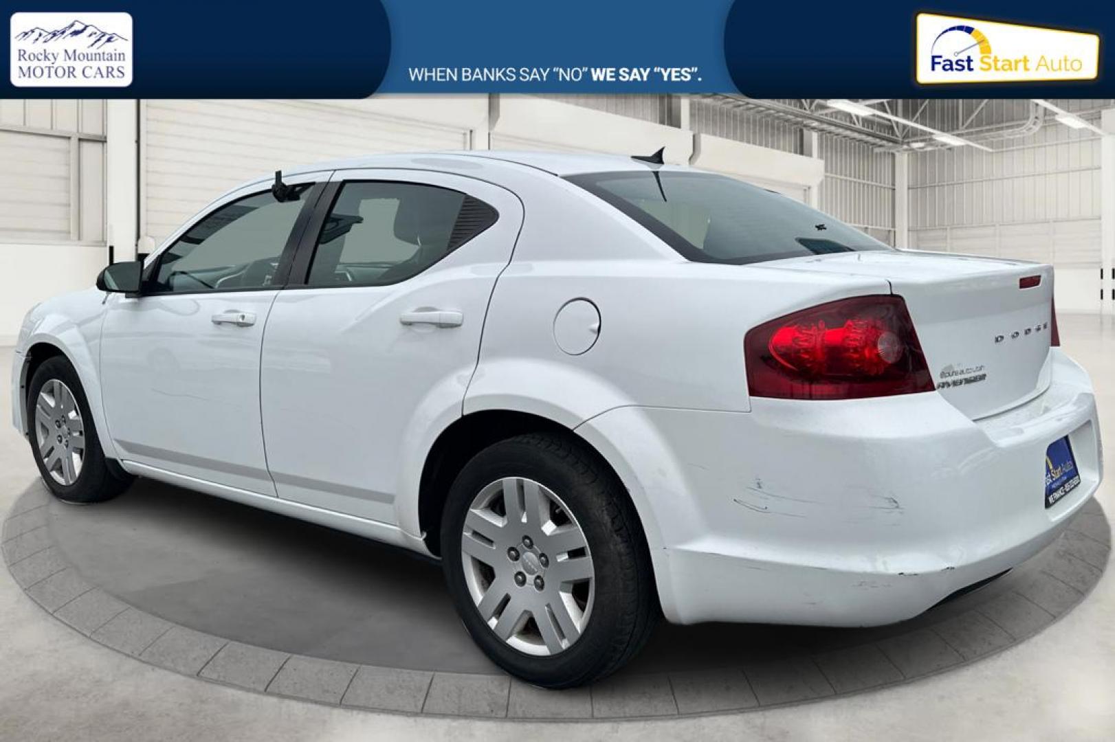 2013 White Dodge Avenger Base (1C3CDZAB7DN) with an 2.4L L4 DOHC 16V engine, 4-Speed Automatic transmission, located at 767 S State Road, Pleasant Grove, UT, 84062, (801) 785-1058, 40.354839, -111.736687 - Photo#4