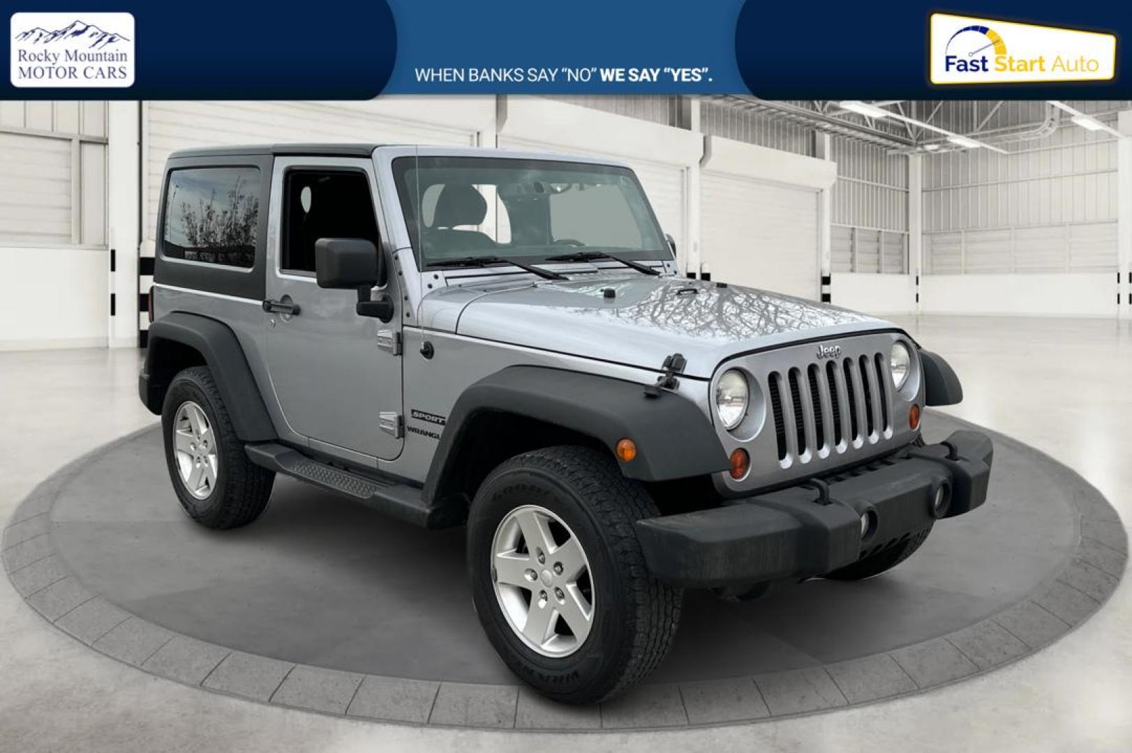 2013 Silver Jeep Wrangler Sport 4WD (1C4GJWAG0DL) with an 3.6L V6 DOHC 24V FFV engine, Automatic, 5-Spd transmission, located at 767 S State Road, Pleasant Grove, UT, 84062, (801) 785-1058, 40.354839, -111.736687 - Photo#0