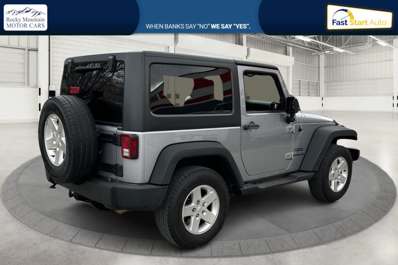 2013 Silver Jeep Wrangler Sport 4WD (1C4GJWAG0DL) with an 3.6L V6 DOHC 24V FFV engine, Automatic, 5-Spd transmission, located at 767 S State Road, Pleasant Grove, UT, 84062, (801) 785-1058, 40.354839, -111.736687 - Photo#2