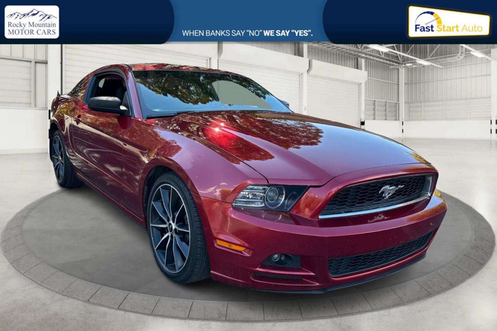 2014 Red Ford Mustang V6 Coupe (1ZVBP8AM6E5) with an 3.7L V6 DOHC 24V engine, Auto, 6-Spd SelectShift transmission, located at 7755 State Street, Midvale, UT, 84047, (801) 753-9063, 40.610329, -111.892159 - Photo#0