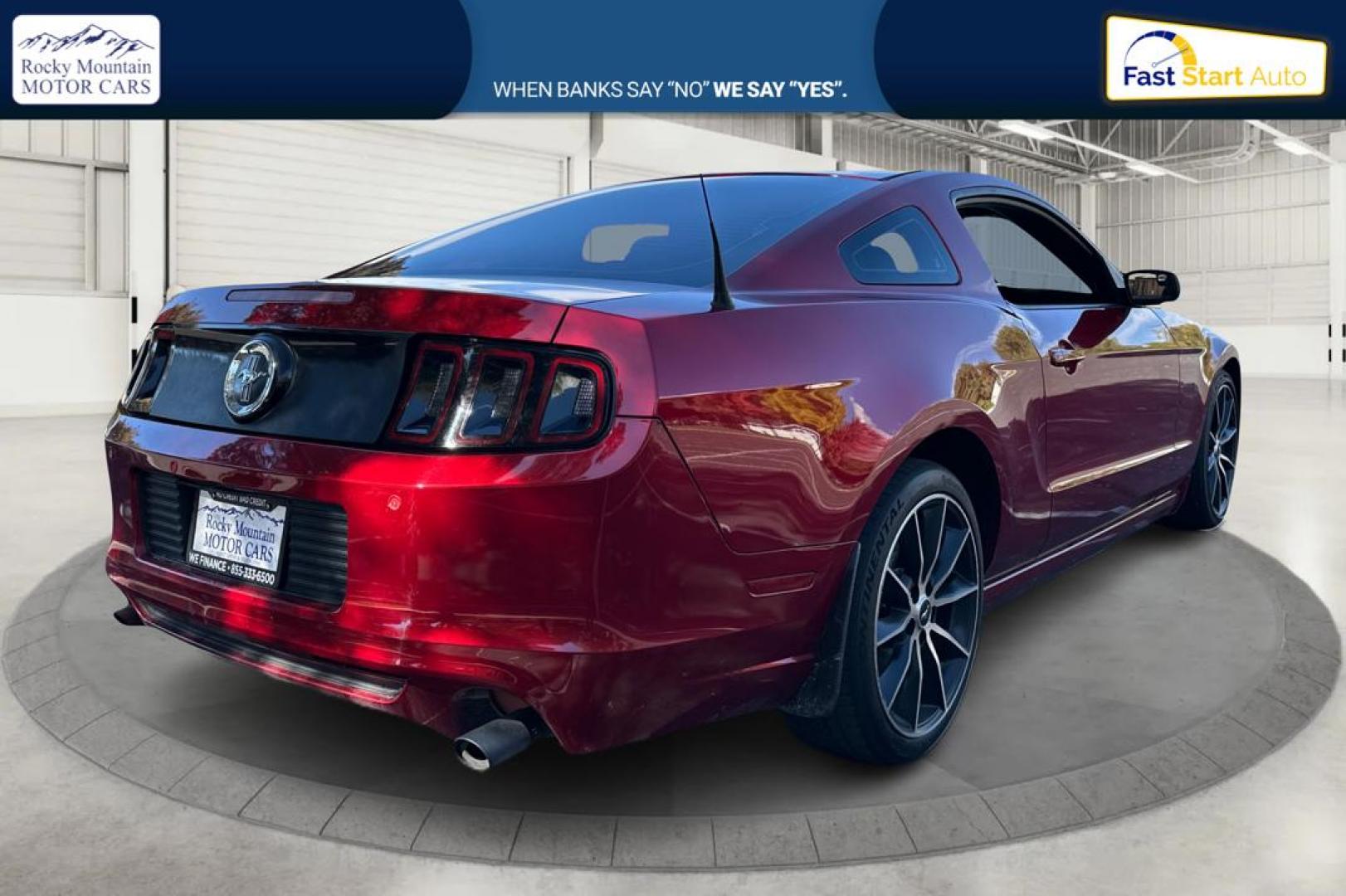 2014 Red Ford Mustang V6 Coupe (1ZVBP8AM6E5) with an 3.7L V6 DOHC 24V engine, Auto, 6-Spd SelectShift transmission, located at 7755 State Street, Midvale, UT, 84047, (801) 753-9063, 40.610329, -111.892159 - Photo#2