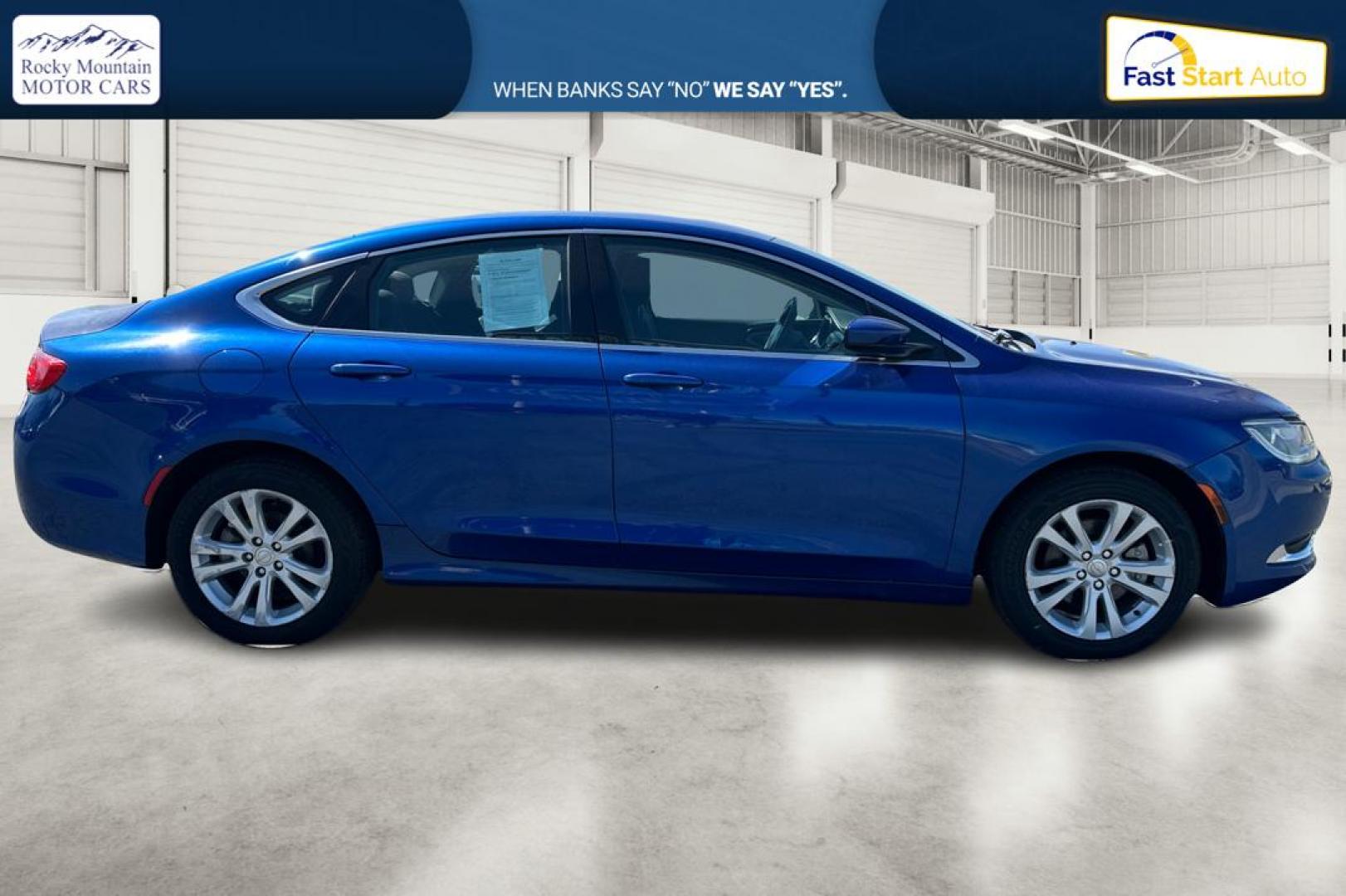 2015 Blue Chrysler 200 Limited (1C3CCCAB5FN) with an 2.4L L4 DOHC 16V engine, 9-Speed Automatic transmission, located at 7755 State Street, Midvale, UT, 84047, (801) 753-9063, 40.610329, -111.892159 - Photo#1