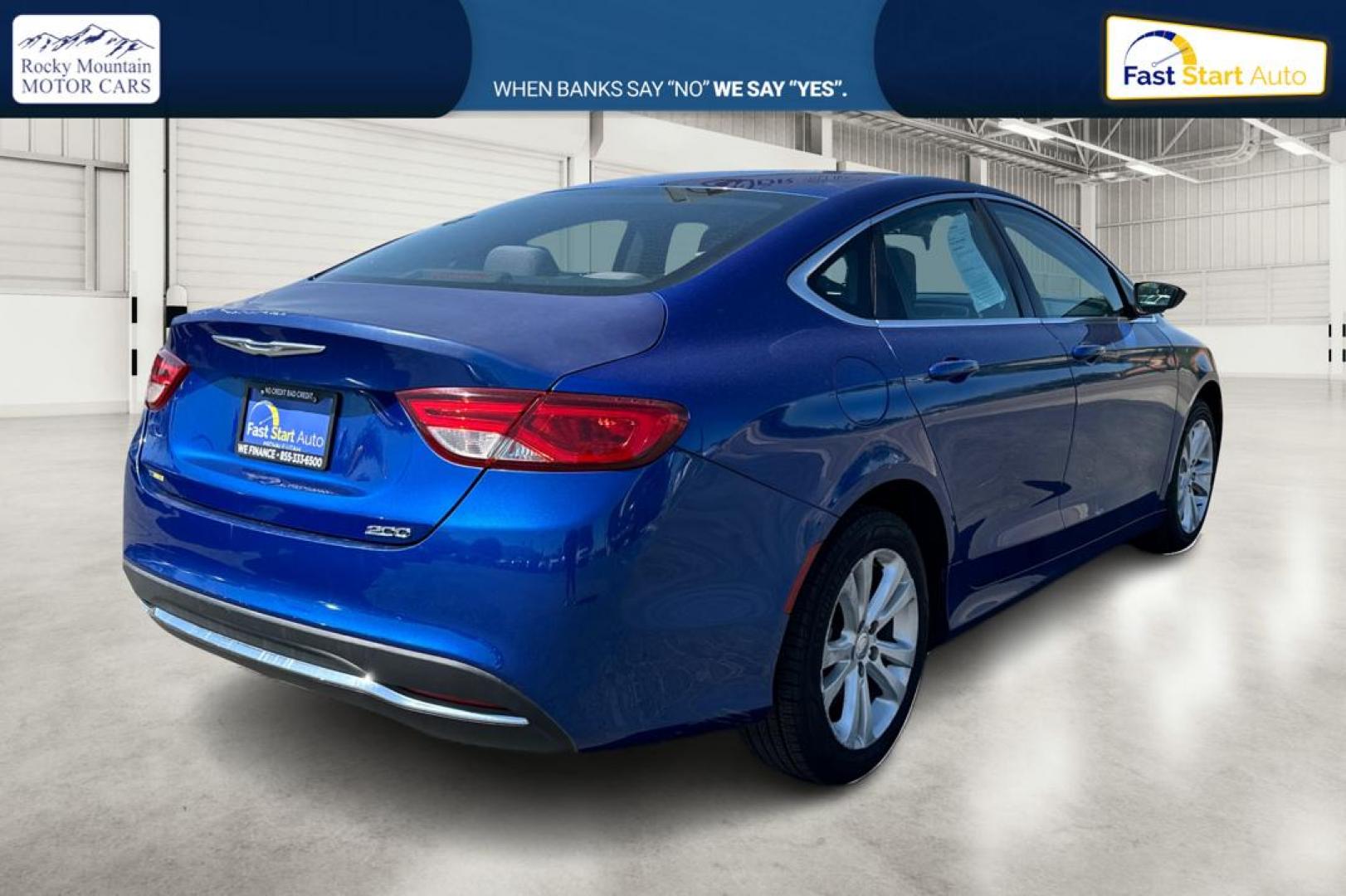 2015 Blue Chrysler 200 Limited (1C3CCCAB5FN) with an 2.4L L4 DOHC 16V engine, 9-Speed Automatic transmission, located at 7755 State Street, Midvale, UT, 84047, (801) 753-9063, 40.610329, -111.892159 - Photo#2
