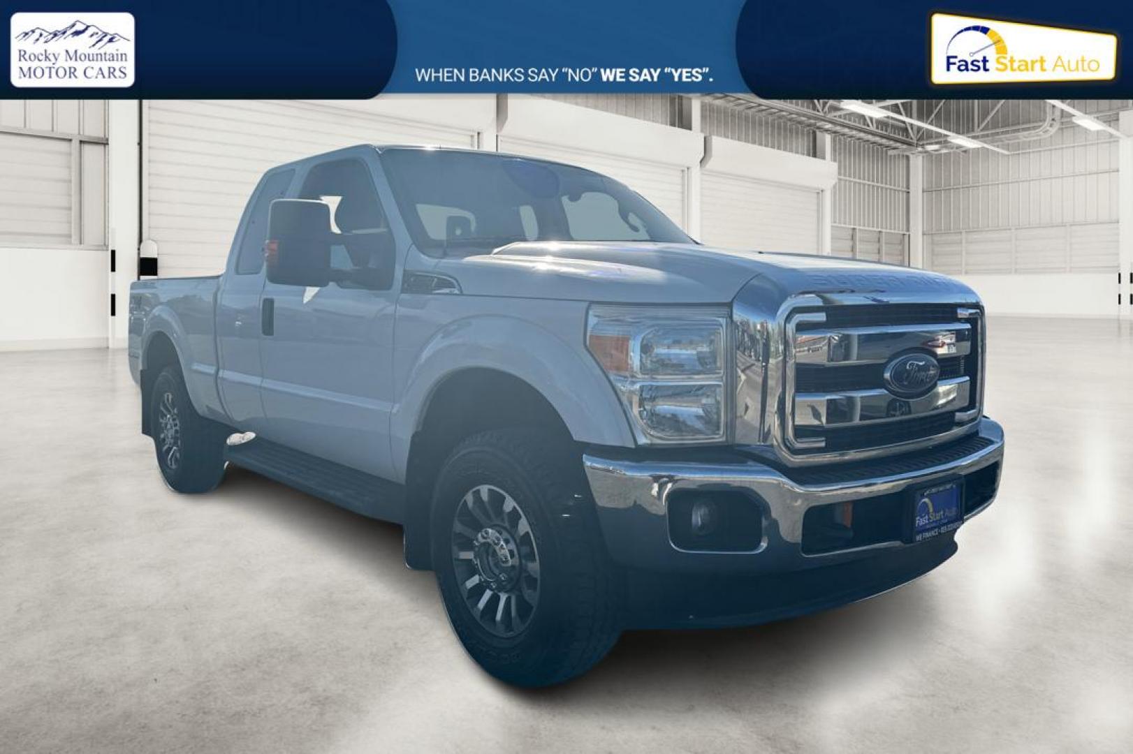 2015 White Ford F-250 SD XLT SuperCab Long Bed 4WD (1FT7X2B68FE) with an 6.2L V8 OHV 16V engine, 6-Speed Automatic transmission, located at 767 S State Road, Pleasant Grove, UT, 84062, (801) 785-1058, 40.354839, -111.736687 - Photo#0