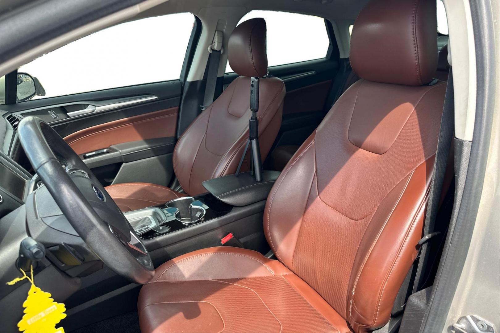 2015 Gray Ford Fusion Titanium (3FA6P0K93FR) with an 2.0L L4 DOHC 16V engine, Auto, 6-Spd w/SelShft transmission, located at 7755 State Street, Midvale, UT, 84047, (801) 753-9063, 40.610329, -111.892159 - Photo#14
