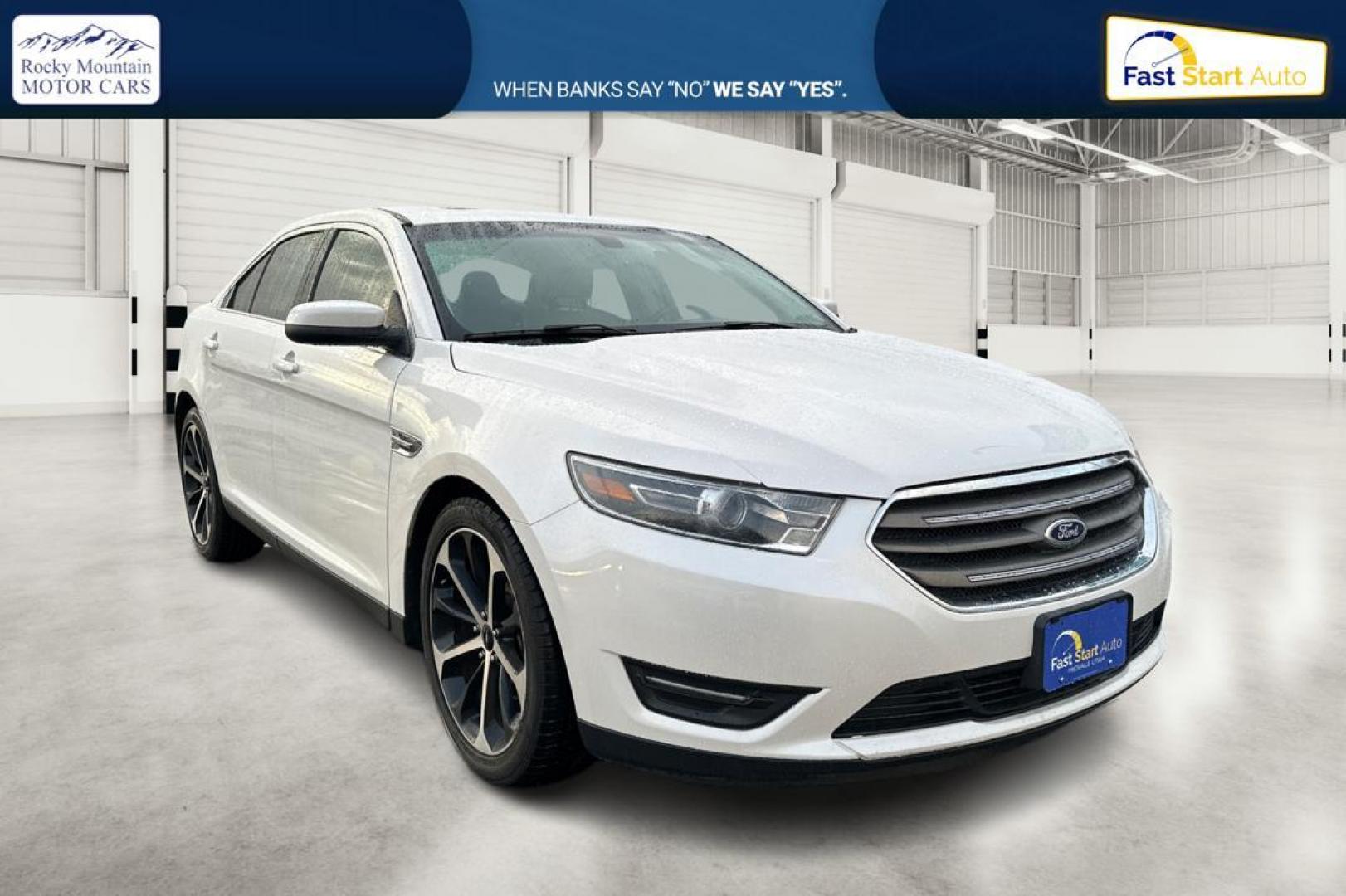 2015 White Ford Taurus SEL FWD (1FAHP2E87FG) with an 3.5L V6 DOHC 24V engine, 6-Speed Automatic transmission, located at 767 S State Road, Pleasant Grove, UT, 84062, (801) 785-1058, 40.354839, -111.736687 - Photo#0