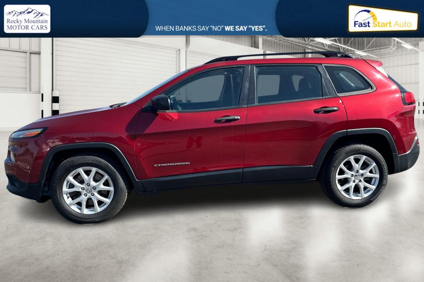 2015 Red Jeep Cherokee Sport FWD (1C4PJLAB8FW) with an 2.4L L4 DOHC 16V engine, 9-Speed Automatic transmission, located at 7755 State Street, Midvale, UT, 84047, (801) 753-9063, 40.610329, -111.892159 - Photo#6