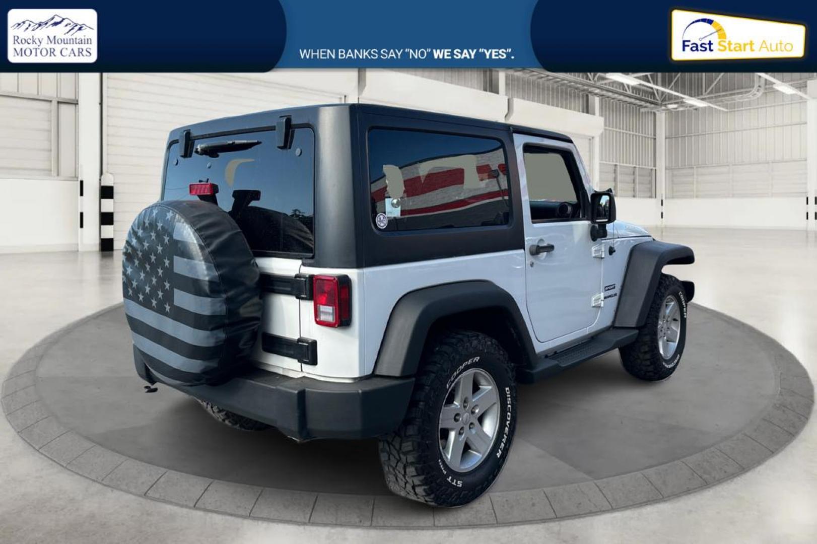 2015 White Jeep Wrangler Sport 4WD (1C4AJWAG2FL) with an 3.6L V6 DOHC 24V FFV engine, Automatic, 5-Spd transmission, located at 767 S State Road, Pleasant Grove, UT, 84062, (801) 785-1058, 40.354839, -111.736687 - Photo#2