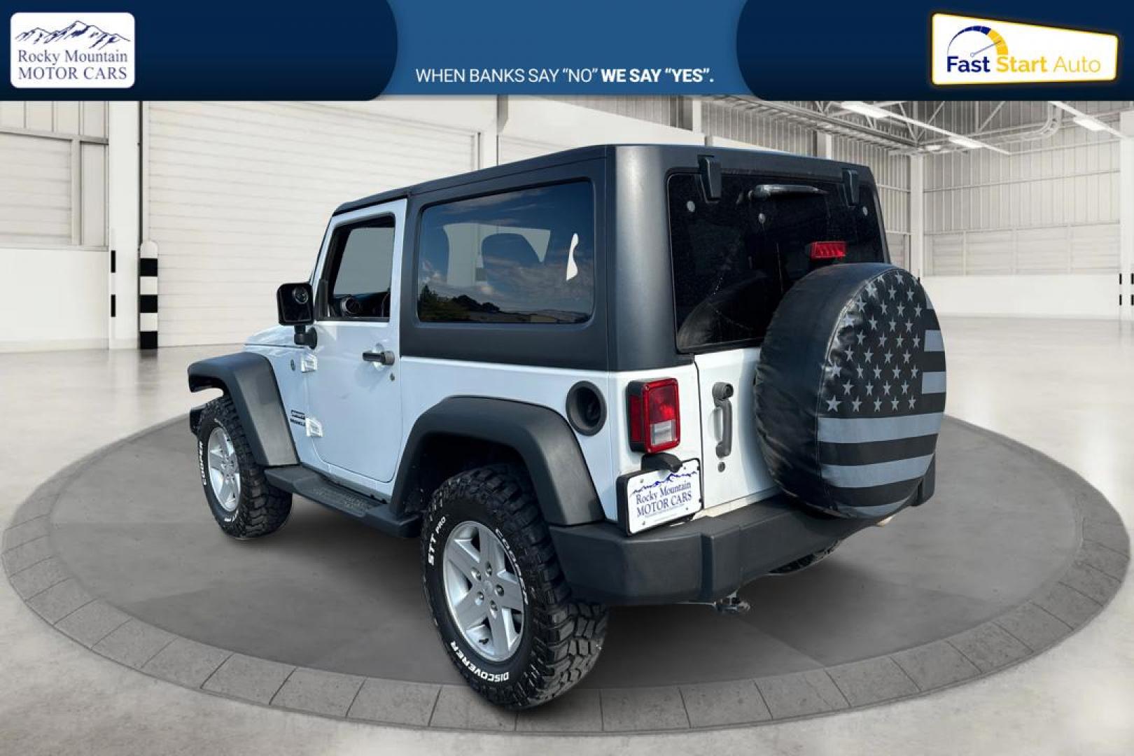 2015 White Jeep Wrangler Sport 4WD (1C4AJWAG2FL) with an 3.6L V6 DOHC 24V FFV engine, Automatic, 5-Spd transmission, located at 767 S State Road, Pleasant Grove, UT, 84062, (801) 785-1058, 40.354839, -111.736687 - Photo#4