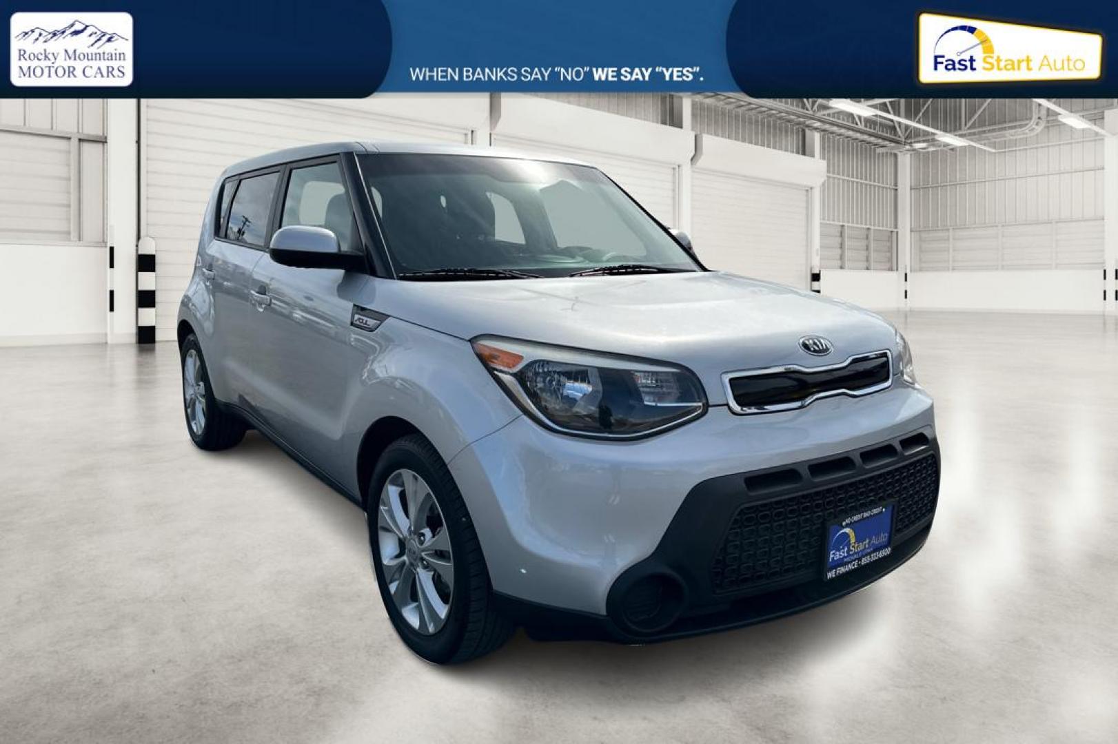 2015 Silver Kia Soul + (KNDJP3A58F7) with an 2.0L L4 DOHC 16V engine, 6-Speed Automatic transmission, located at 7755 State Street, Midvale, UT, 84047, (801) 753-9063, 40.610329, -111.892159 - Photo#0