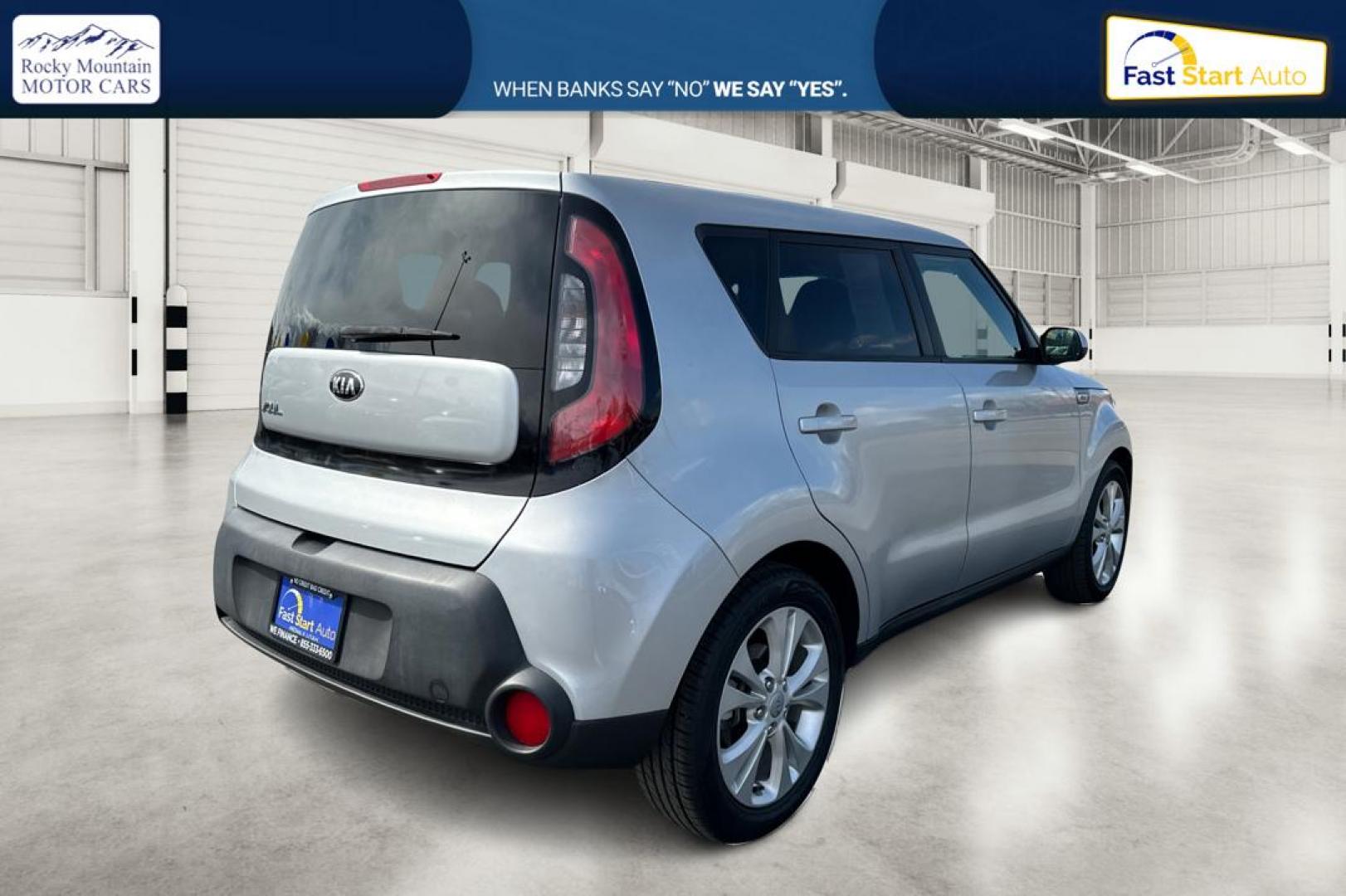 2015 Silver Kia Soul + (KNDJP3A58F7) with an 2.0L L4 DOHC 16V engine, 6-Speed Automatic transmission, located at 7755 State Street, Midvale, UT, 84047, (801) 753-9063, 40.610329, -111.892159 - Photo#2