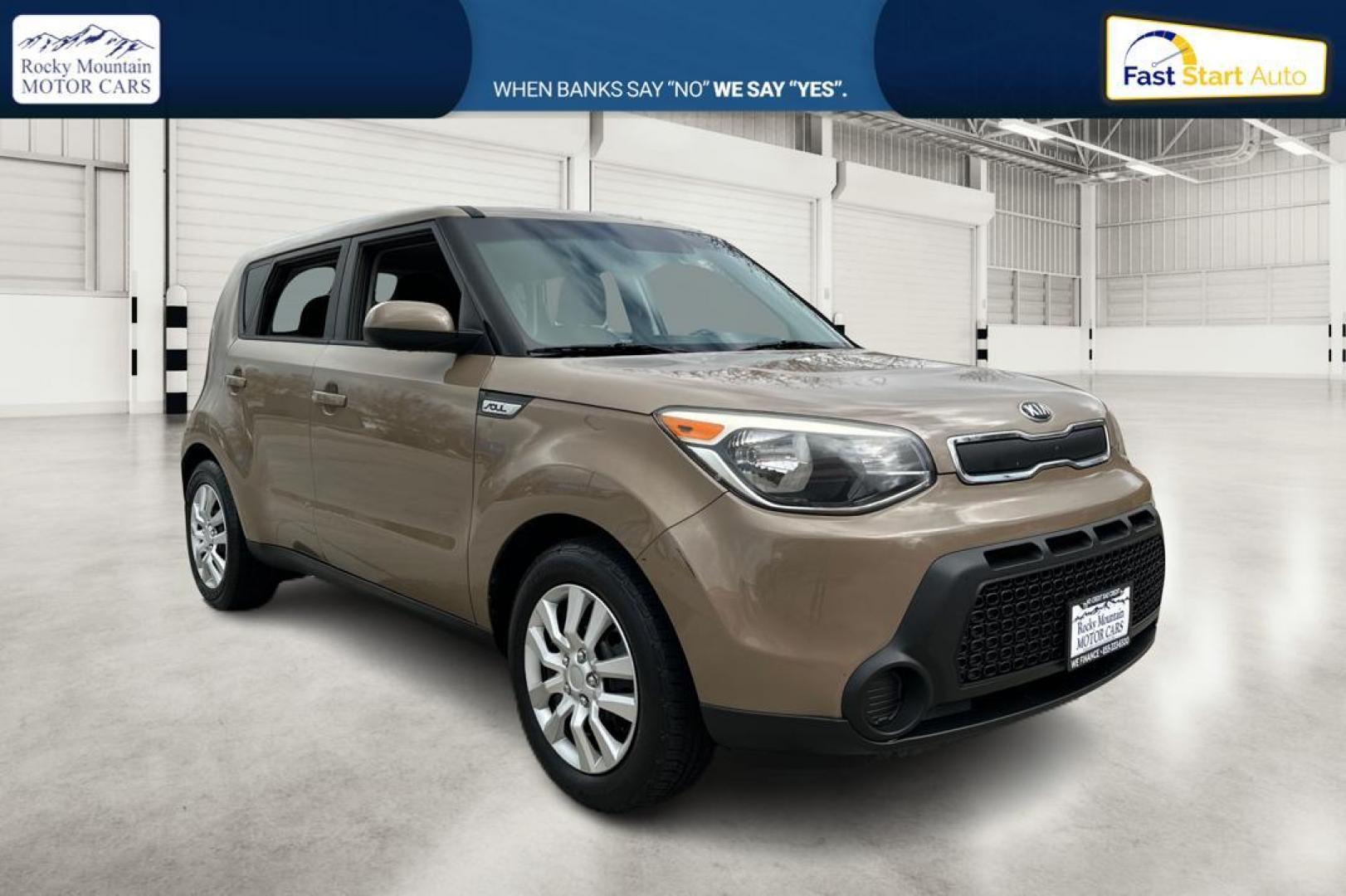 2015 Brown Kia Soul Base (KNDJN2A26F7) with an 1.6L L4 DOHC 16V engine, Auto, 6-Spd Sportmatic transmission, located at 7755 State Street, Midvale, UT, 84047, (801) 753-9063, 40.610329, -111.892159 - Photo#0