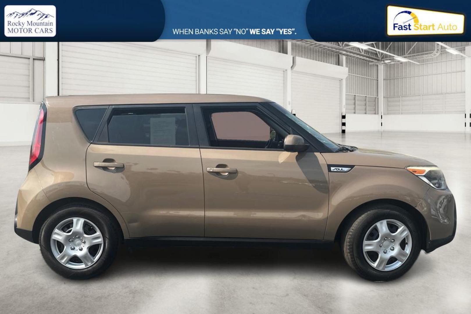 2015 Tan Kia Soul Base (KNDJN2A28F7) with an 1.6L L4 DOHC 16V engine, Manual, 6-Spd transmission, located at 7755 State Street, Midvale, UT, 84047, (801) 753-9063, 40.610329, -111.892159 - Photo#1