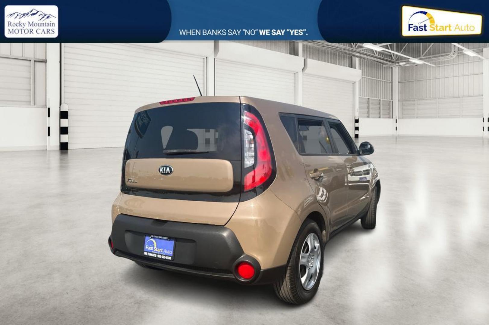 2015 Tan Kia Soul Base (KNDJN2A28F7) with an 1.6L L4 DOHC 16V engine, Manual, 6-Spd transmission, located at 7755 State Street, Midvale, UT, 84047, (801) 753-9063, 40.610329, -111.892159 - Photo#2
