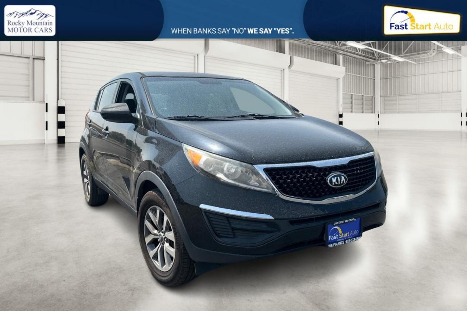 2015 Black Kia Sportage LX FWD (KNDPB3ACXF7) with an 2.4L V6 DOHC 24V engine, 6-Speed Automatic transmission, located at 7755 State Street, Midvale, UT, 84047, (801) 753-9063, 40.610329, -111.892159 - Photo#0