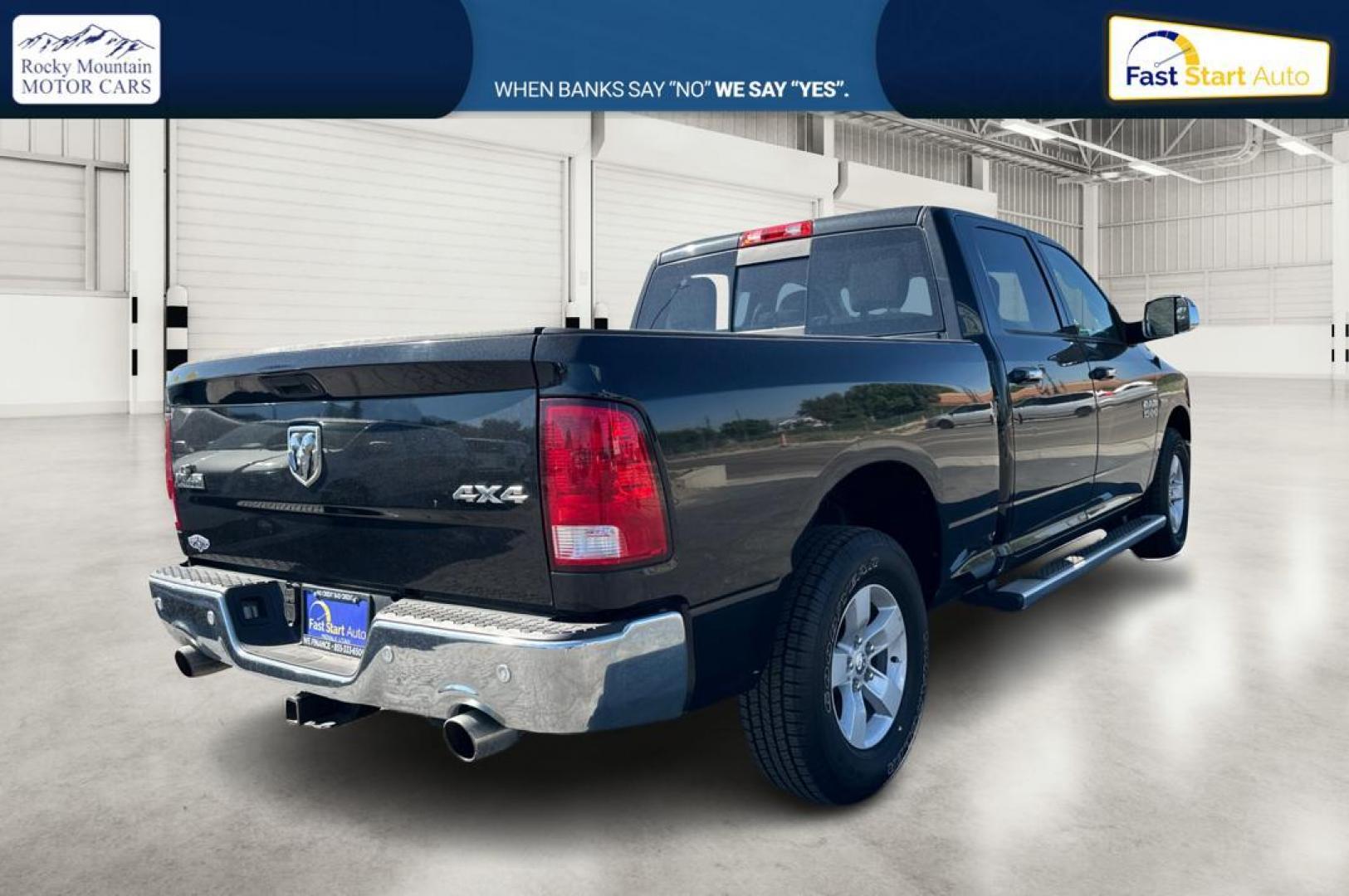 2015 Black RAM 1500 SLT Crew Cab LWB 4WD (1C6RR7TT6FS) with an 5.7L V8 OHV 16V engine, 6-Speed Automatic transmission, located at 7755 State Street, Midvale, UT, 84047, (801) 753-9063, 40.610329, -111.892159 - Photo#2