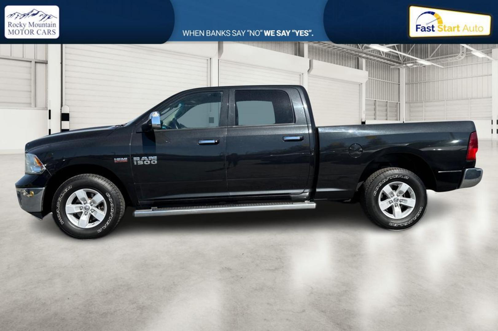 2015 Black RAM 1500 SLT Crew Cab LWB 4WD (1C6RR7TT6FS) with an 5.7L V8 OHV 16V engine, 6-Speed Automatic transmission, located at 7755 State Street, Midvale, UT, 84047, (801) 753-9063, 40.610329, -111.892159 - Photo#6