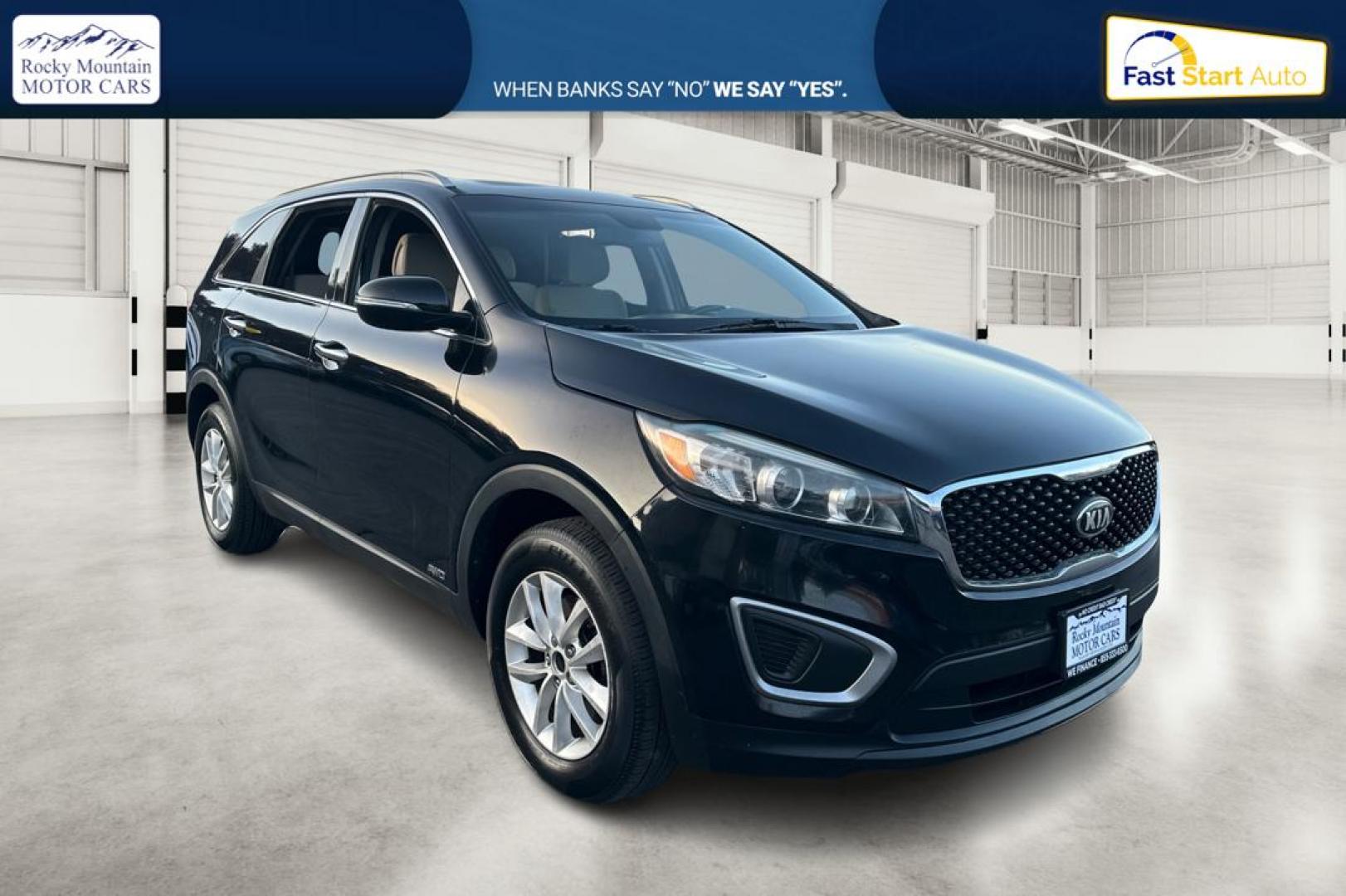 2016 Black Kia Sorento LX AWD (5XYPGDA38GG) with an 2.4L L4 DOHC 16V engine, 6-Speed Automatic transmission, located at 767 S State Road, Pleasant Grove, UT, 84062, (801) 785-1058, 40.354839, -111.736687 - Photo#0