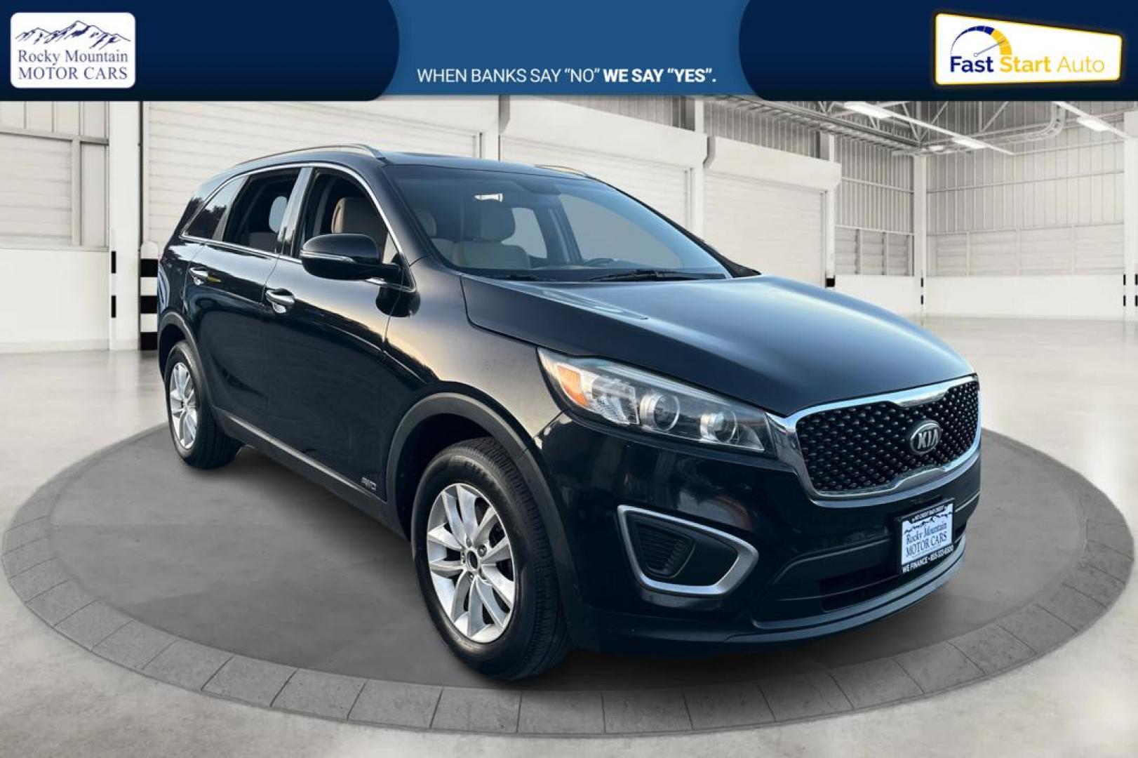 2016 Black Kia Sorento LX AWD (5XYPGDA38GG) with an 2.4L L4 DOHC 16V engine, 6-Speed Automatic transmission, located at 767 S State Road, Pleasant Grove, UT, 84062, (801) 785-1058, 40.354839, -111.736687 - Photo#0