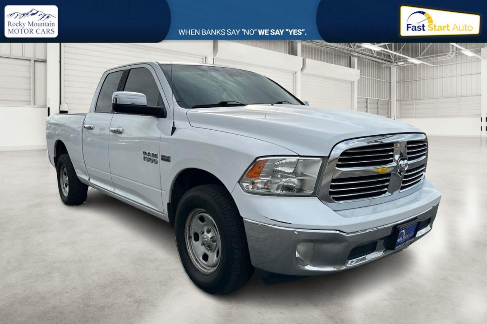 2016 White RAM 1500 SLT Quad Cab 4WD (1C6RR7GTXGS) with an 5.7L V8 OHV 16V engine, 6A transmission, located at 7755 State Street, Midvale, UT, 84047, (801) 753-9063, 40.610329, -111.892159 - Photo#0