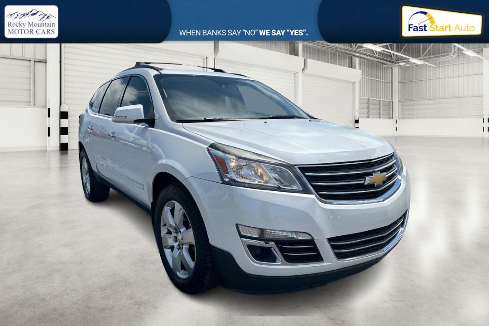 2017 White Chevrolet Traverse Premier FWD (1GNKRJKDXHJ) with an 3.6L V6 DOHC 24V engine, 6A transmission, located at 767 S State Road, Pleasant Grove, UT, 84062, (801) 785-1058, 40.354839, -111.736687 - Photo#0