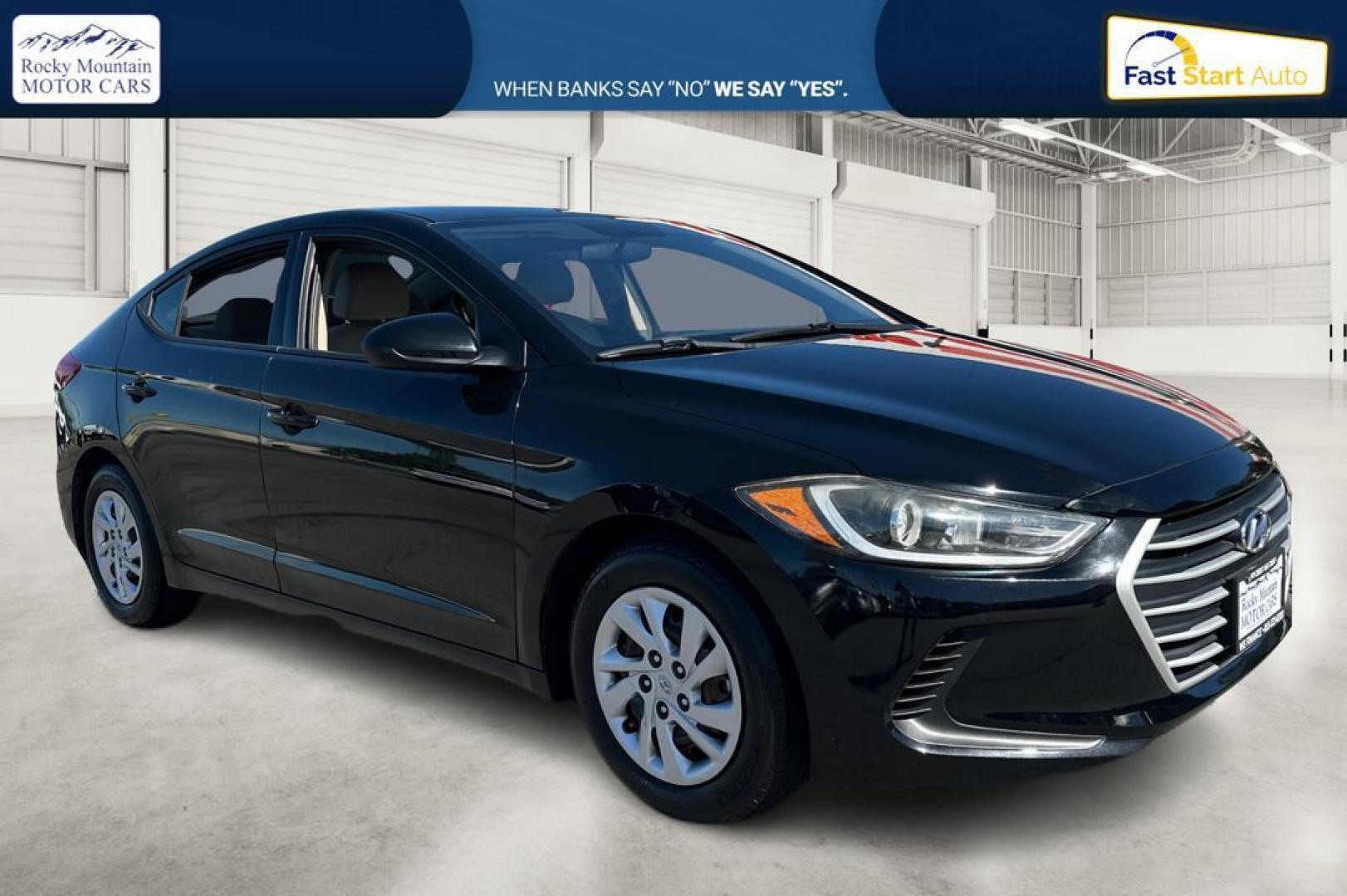 2017 Black Hyundai Elantra SE 6AT (5NPD74LF1HH) with an 1.8L L4 DOHC 16V engine, 6A transmission, located at 7755 State Street, Midvale, UT, 84047, (801) 753-9063, 40.610329, -111.892159 - Photo#0