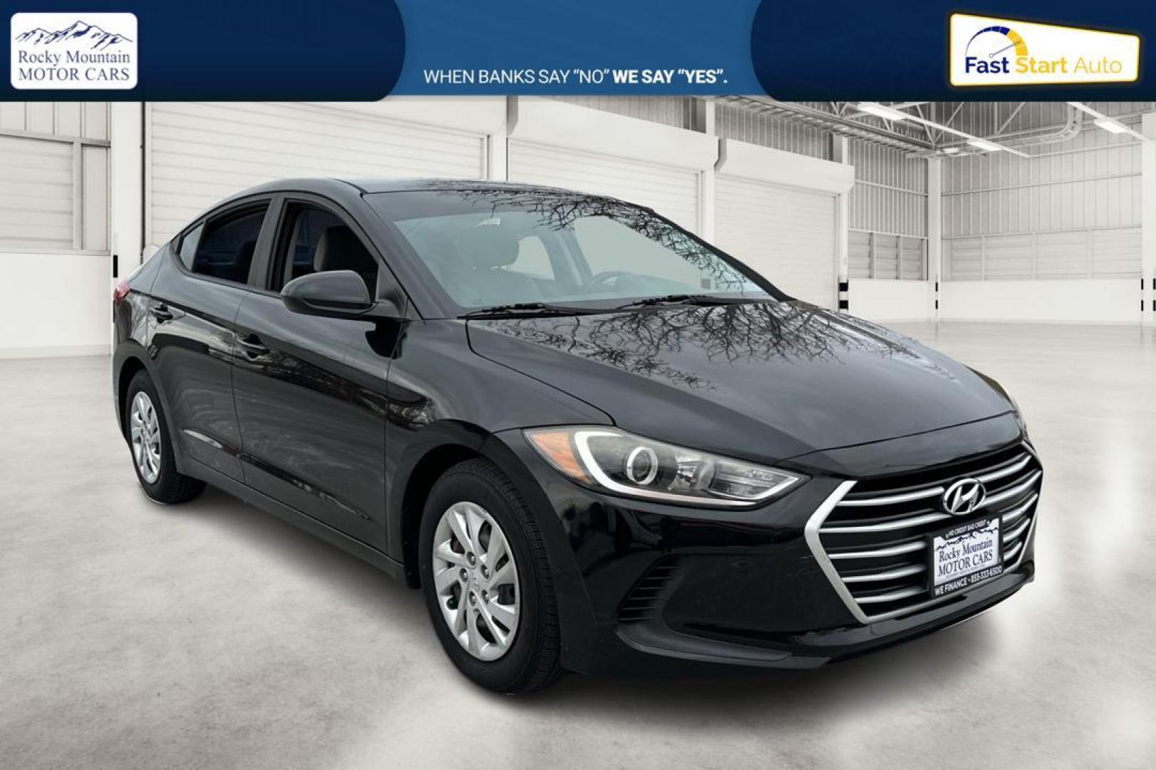 2017 Black Hyundai Elantra SE 6AT (KMHD74LF5HU) with an 1.8L L4 DOHC 16V engine, 6A transmission, located at 7755 State Street, Midvale, UT, 84047, (801) 753-9063, 40.610329, -111.892159 - Photo#0