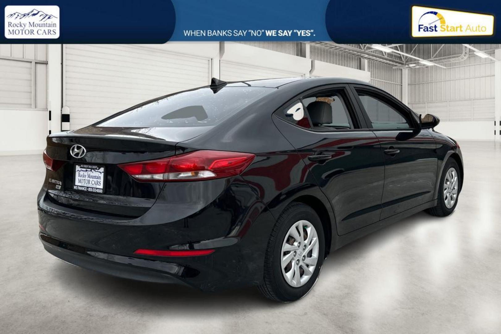 2017 Black Hyundai Elantra SE 6AT (KMHD74LF5HU) with an 1.8L L4 DOHC 16V engine, 6A transmission, located at 7755 State Street, Midvale, UT, 84047, (801) 753-9063, 40.610329, -111.892159 - Photo#2