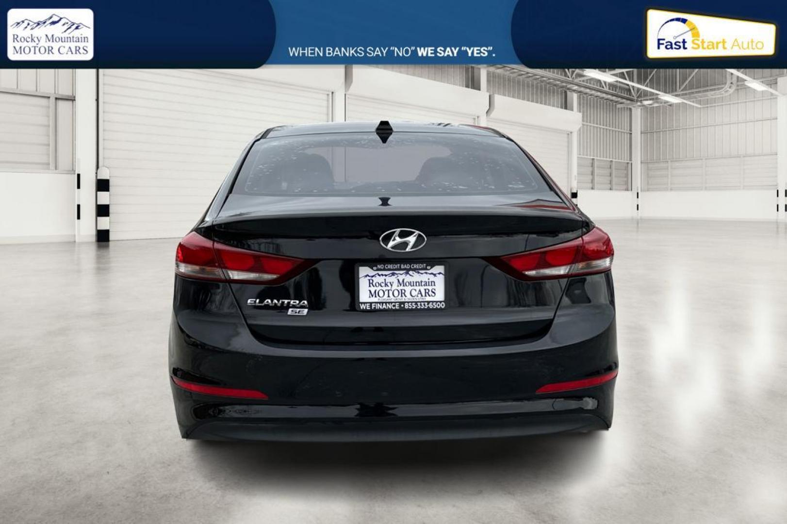 2017 Black Hyundai Elantra SE 6AT (KMHD74LF5HU) with an 1.8L L4 DOHC 16V engine, 6A transmission, located at 7755 State Street, Midvale, UT, 84047, (801) 753-9063, 40.610329, -111.892159 - Photo#4