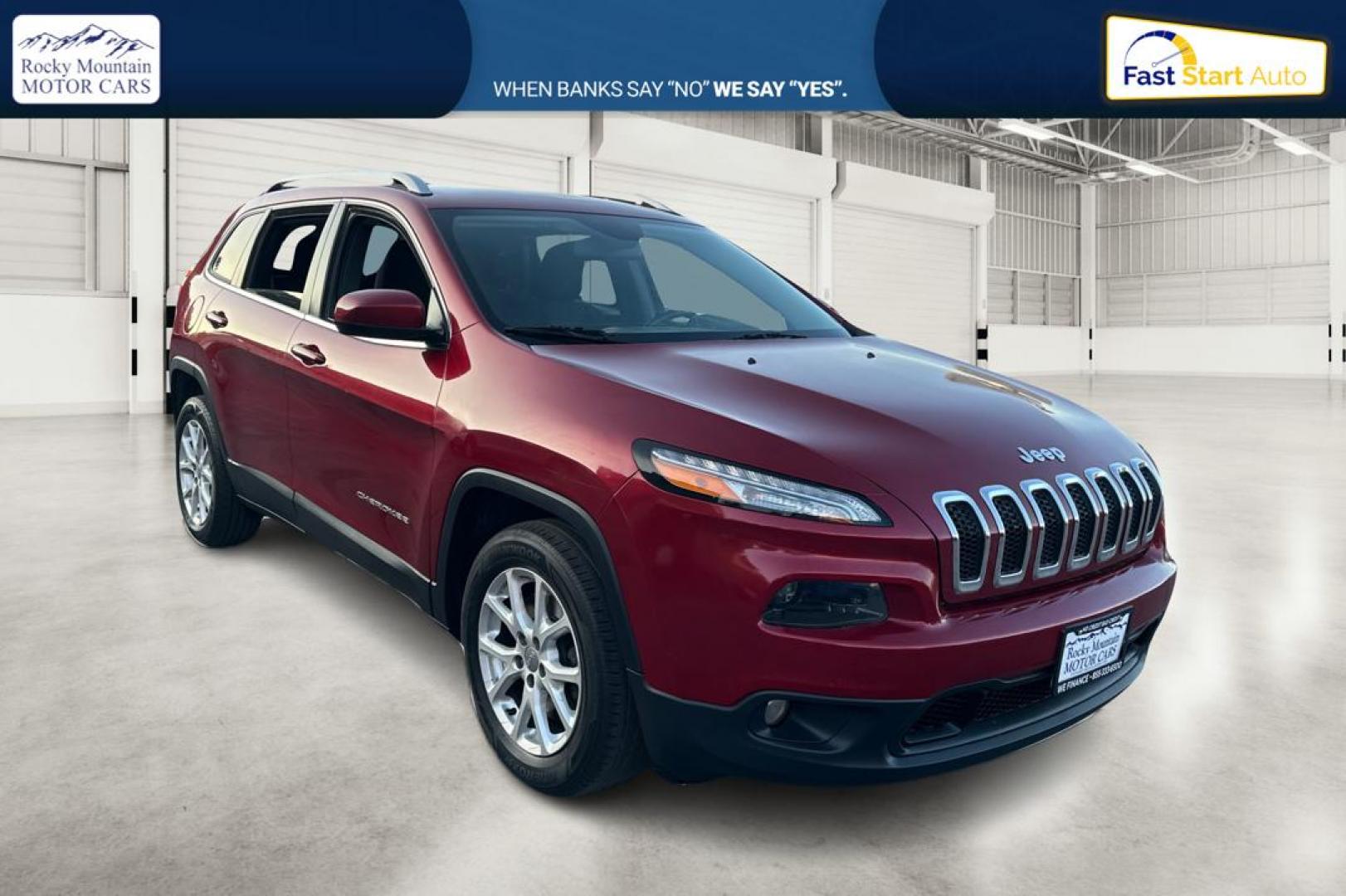 2017 Red Jeep Cherokee Latitude FWD (1C4PJLCB0HD) with an 2.4L L4 DOHC 16V engine, 9A transmission, located at 767 S State Road, Pleasant Grove, UT, 84062, (801) 785-1058, 40.354839, -111.736687 - Photo#0