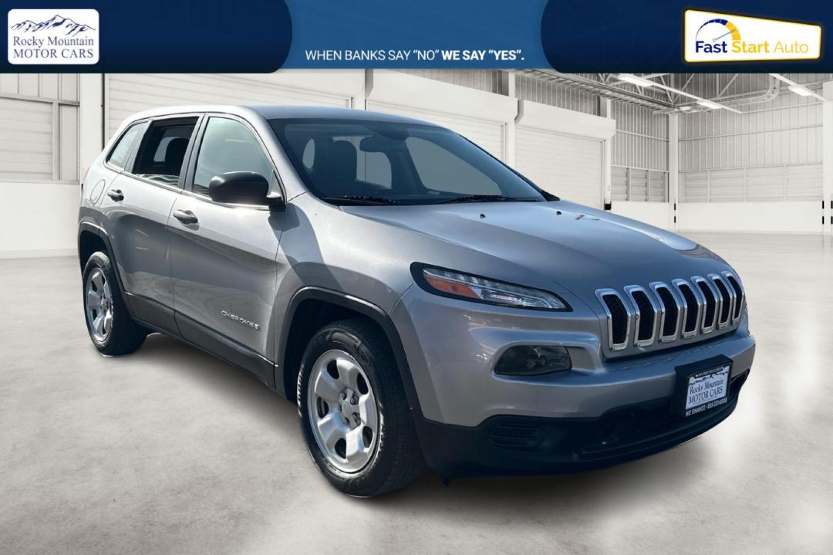 2017 Silver Jeep Cherokee Sport FWD (1C4PJLAB0HW) with an 2.4L L4 DOHC 16V engine, 9A transmission, located at 7755 State Street, Midvale, UT, 84047, (801) 753-9063, 40.610329, -111.892159 - Photo#0