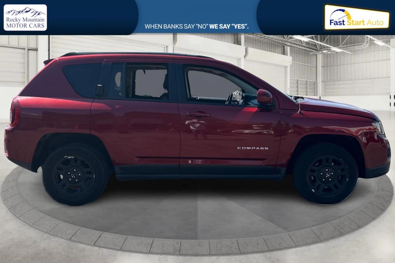 2017 Red Jeep Compass Latitude FWD (1C4NJCEB3HD) with an 2.4L L4 DOHC 16V engine, CVT transmission, located at 767 S State Road, Pleasant Grove, UT, 84062, (801) 785-1058, 40.354839, -111.736687 - Photo#1