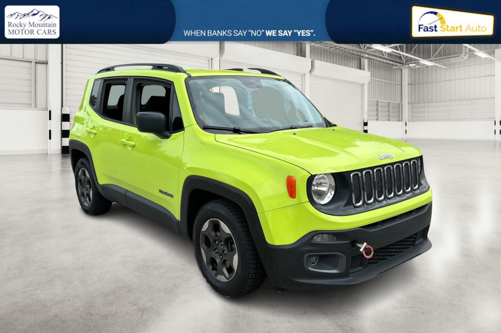 2017 Green Jeep Renegade Sport FWD (ZACCJAAB3HP) with an 2.4L L4 DOHC 16V engine, 6M transmission, located at 7755 State Street, Midvale, UT, 84047, (801) 753-9063, 40.610329, -111.892159 - Photo#0