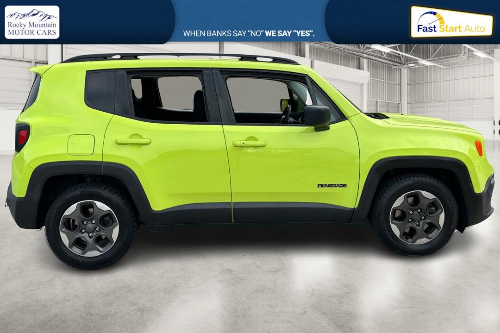 2017 Green Jeep Renegade Sport FWD (ZACCJAAB3HP) with an 2.4L L4 DOHC 16V engine, 6M transmission, located at 7755 State Street, Midvale, UT, 84047, (801) 753-9063, 40.610329, -111.892159 - Photo#1
