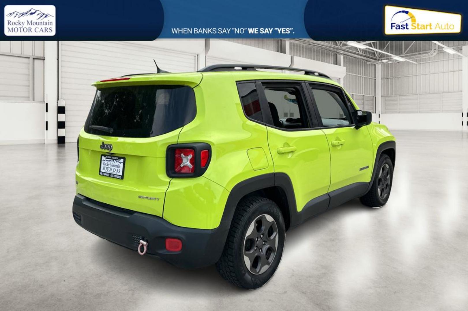 2017 Green Jeep Renegade Sport FWD (ZACCJAAB3HP) with an 2.4L L4 DOHC 16V engine, 6M transmission, located at 7755 State Street, Midvale, UT, 84047, (801) 753-9063, 40.610329, -111.892159 - Photo#2