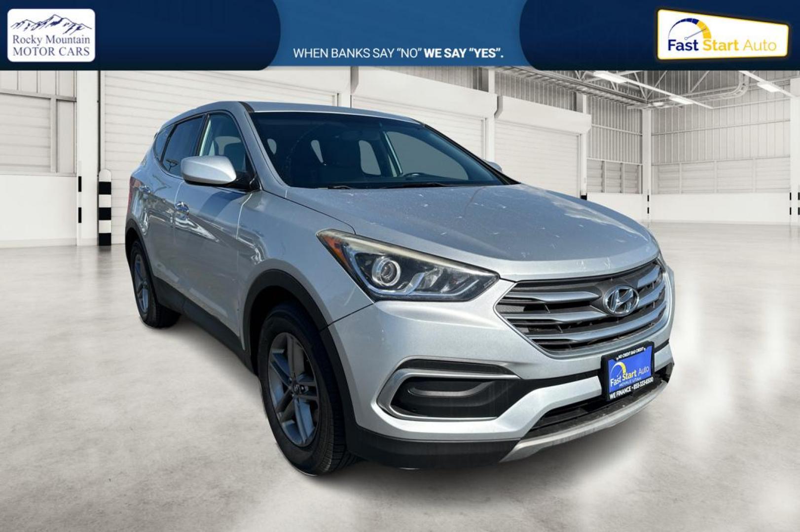 2018 Silver Hyundai Santa Fe Sport 2.4 FWD (5XYZT3LB1JG) with an 2.4L L4 DOHC 16V engine, 6A transmission, located at 7755 State Street, Midvale, UT, 84047, (801) 753-9063, 40.610329, -111.892159 - Photo#0