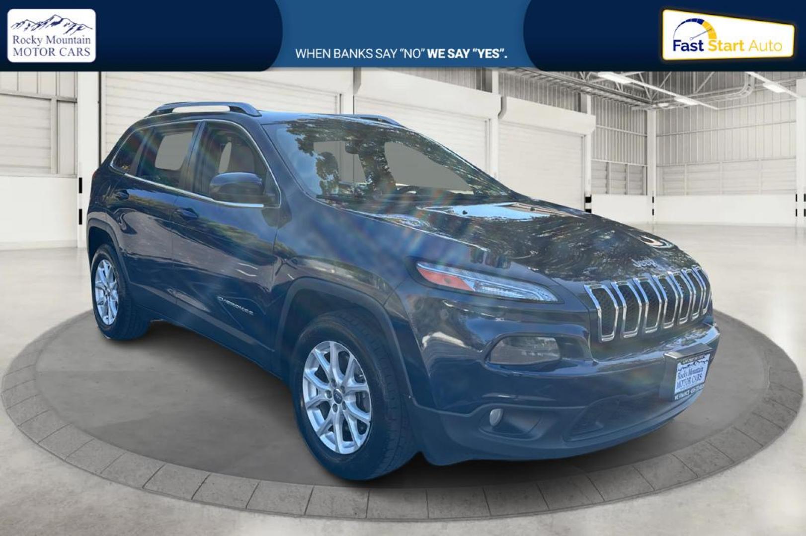 2018 Blue Jeep Cherokee Latitude 4WD (1C4PJMCB1JD) with an 2.4L L4 DOHC 16V engine, 9A transmission, located at 767 S State Road, Pleasant Grove, UT, 84062, (801) 785-1058, 40.354839, -111.736687 - Photo#0