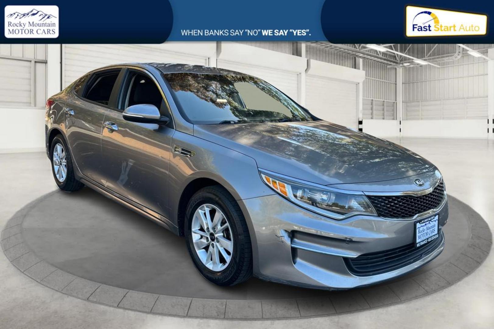 2018 Gray Kia Optima LX (5XXGT4L30JG) with an 2.4L L4 DOHC 16V engine, 6A transmission, located at 767 S State Road, Pleasant Grove, UT, 84062, (801) 785-1058, 40.354839, -111.736687 - Photo#0