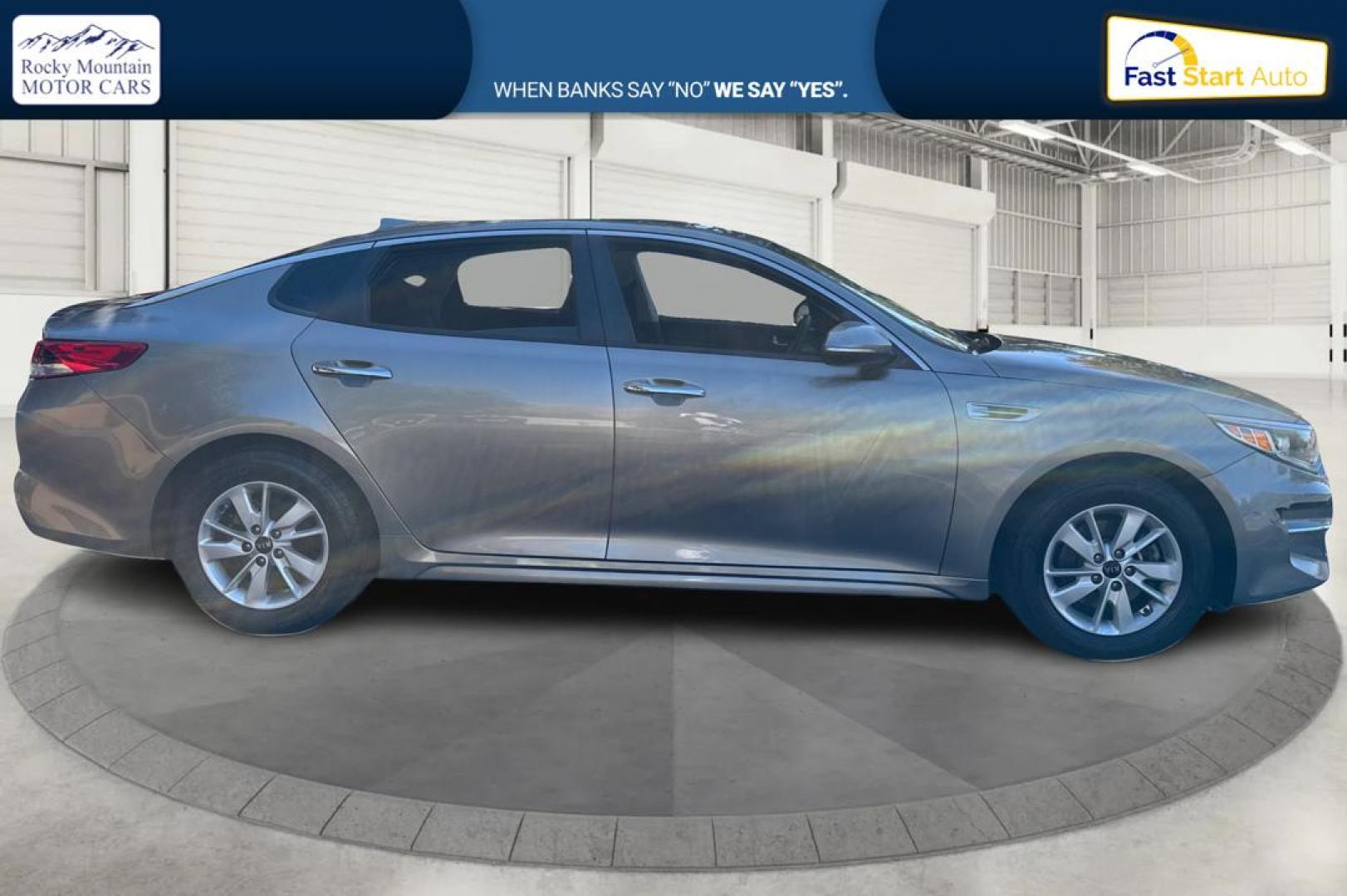 2018 Gray Kia Optima LX (5XXGT4L30JG) with an 2.4L L4 DOHC 16V engine, 6A transmission, located at 767 S State Road, Pleasant Grove, UT, 84062, (801) 785-1058, 40.354839, -111.736687 - Photo#1