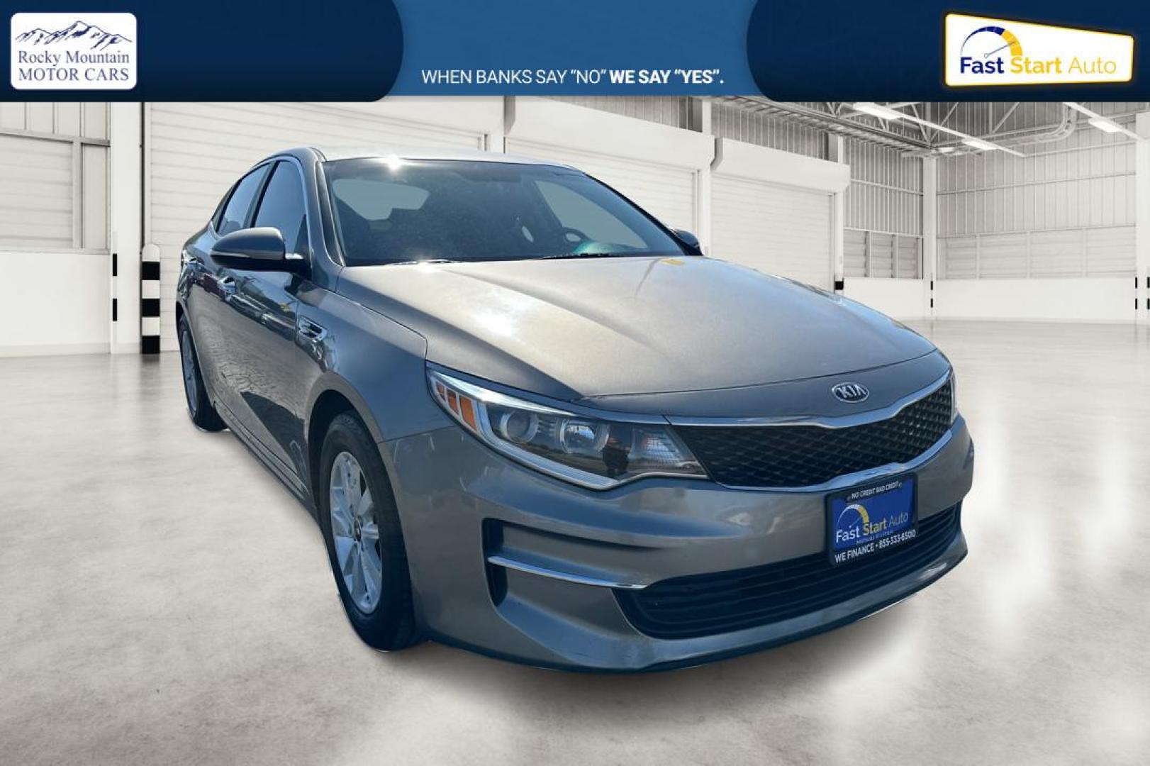 2018 Gray Kia Optima LX (5XXGT4L3XJG) with an 2.4L L4 DOHC 16V engine, 6A transmission, located at 767 S State Road, Pleasant Grove, UT, 84062, (801) 785-1058, 40.354839, -111.736687 - Photo#0