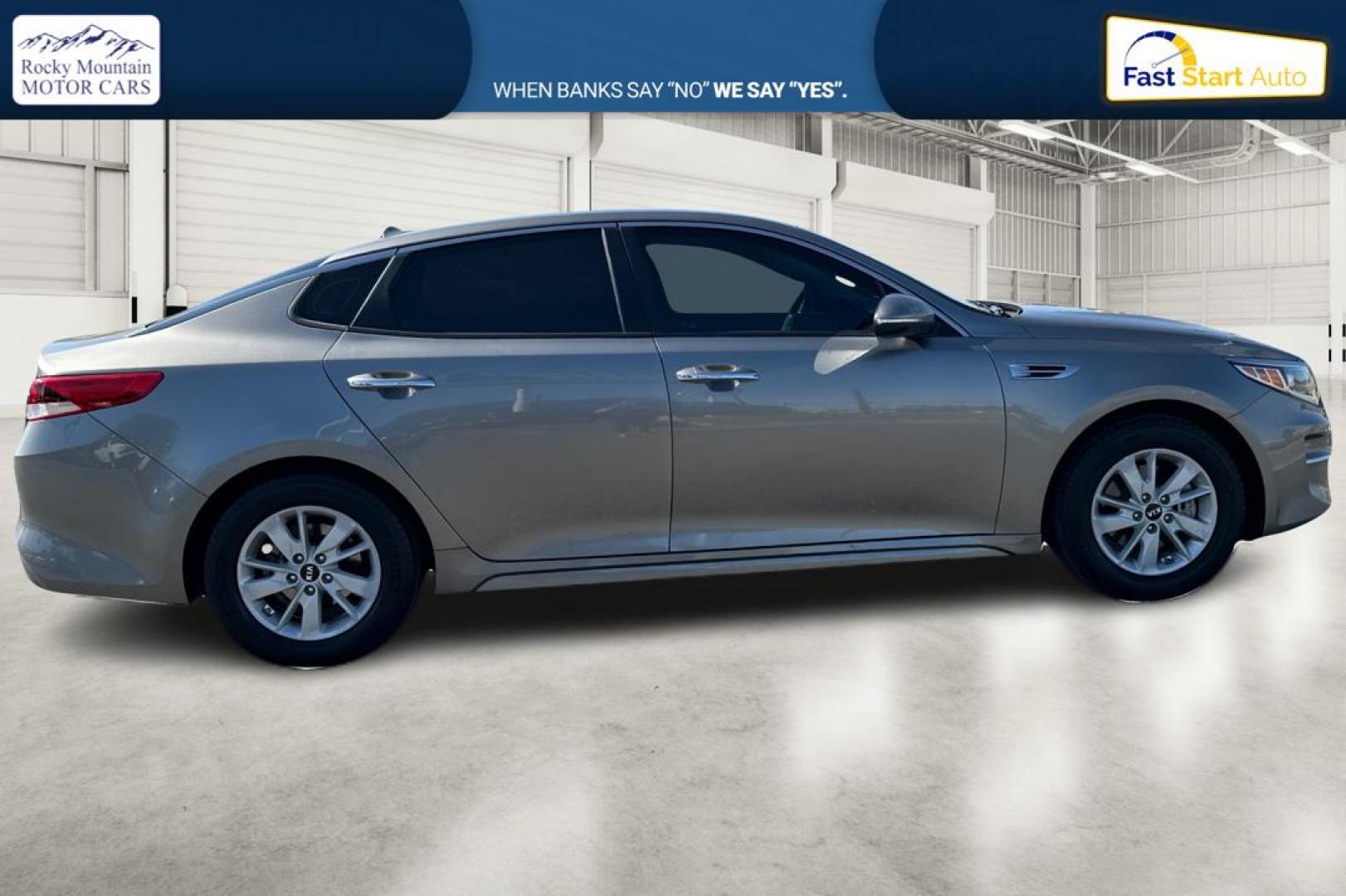 2018 Gray Kia Optima LX (5XXGT4L3XJG) with an 2.4L L4 DOHC 16V engine, 6A transmission, located at 767 S State Road, Pleasant Grove, UT, 84062, (801) 785-1058, 40.354839, -111.736687 - Photo#1