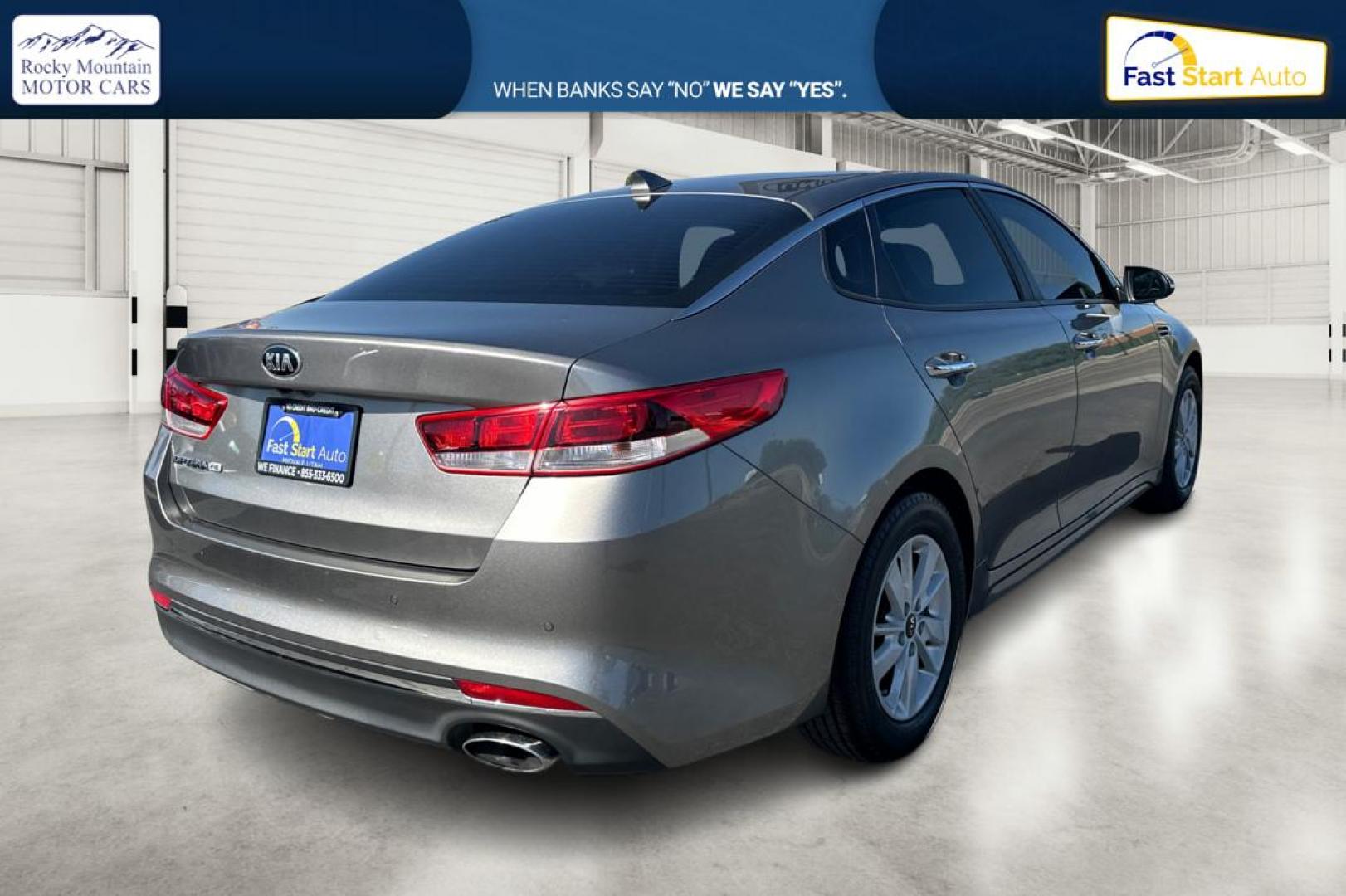2018 Gray Kia Optima LX (5XXGT4L3XJG) with an 2.4L L4 DOHC 16V engine, 6A transmission, located at 767 S State Road, Pleasant Grove, UT, 84062, (801) 785-1058, 40.354839, -111.736687 - Photo#2