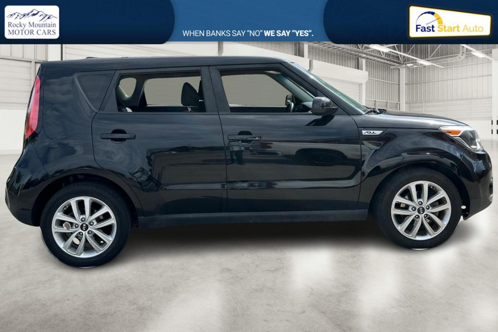2018 Black Kia Soul + (KNDJP3A52J7) with an 2.0L L4 DOHC 16V engine, 6A transmission, located at 767 S State Road, Pleasant Grove, UT, 84062, (801) 785-1058, 40.354839, -111.736687 - Photo#1
