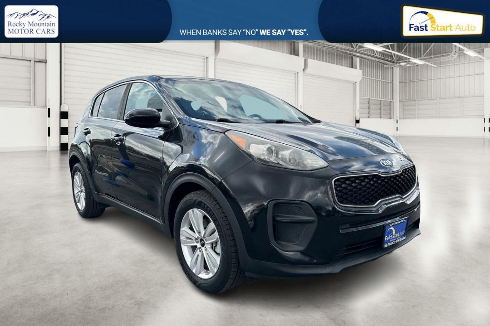 2018 Black Kia Sportage LX FWD (KNDPM3AC4J7) with an 2.4L V6 DOHC 24V engine, 6A transmission, located at 7755 State Street, Midvale, UT, 84047, (801) 753-9063, 40.610329, -111.892159 - Photo#0