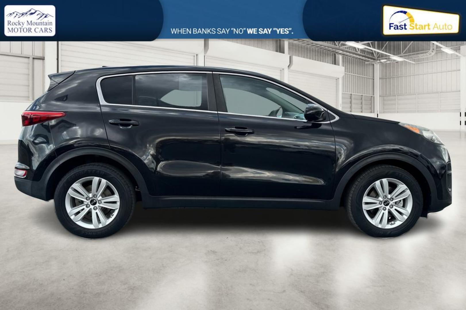 2018 Black Kia Sportage LX FWD (KNDPM3AC4J7) with an 2.4L V6 DOHC 24V engine, 6A transmission, located at 7755 State Street, Midvale, UT, 84047, (801) 753-9063, 40.610329, -111.892159 - Photo#1
