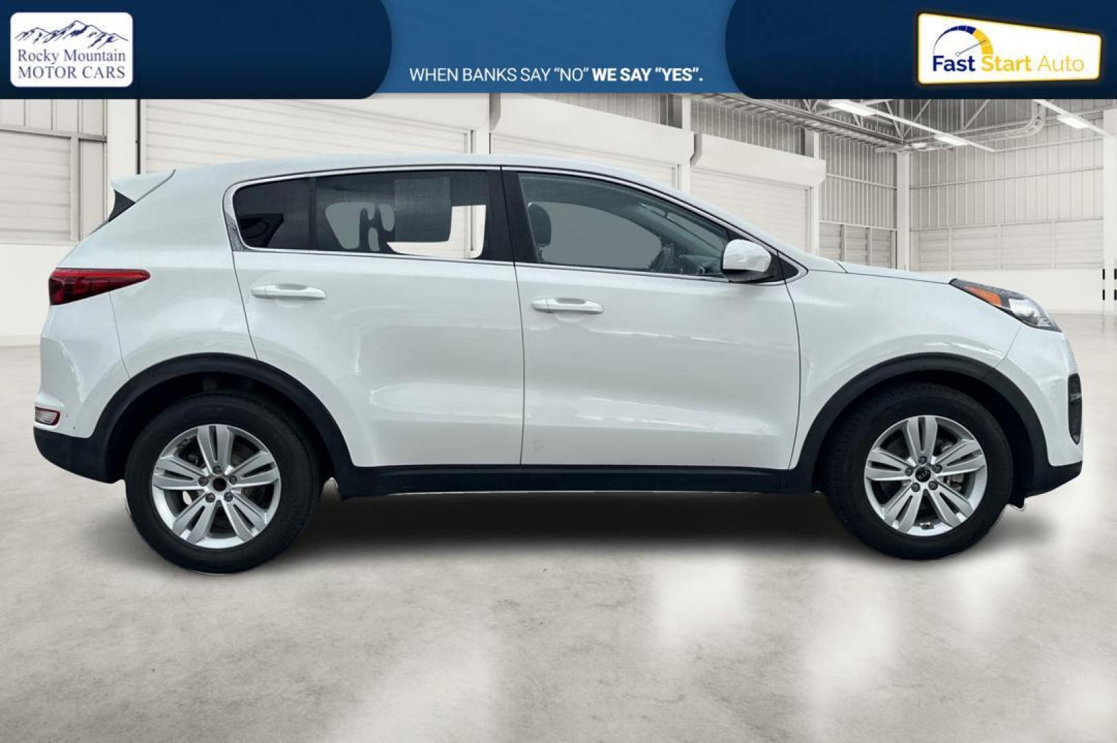 2018 White Kia Sportage LX FWD (KNDPM3AC7J7) with an 2.4L V6 DOHC 24V engine, 6A transmission, located at 7755 State Street, Midvale, UT, 84047, (801) 753-9063, 40.610329, -111.892159 - Photo#1