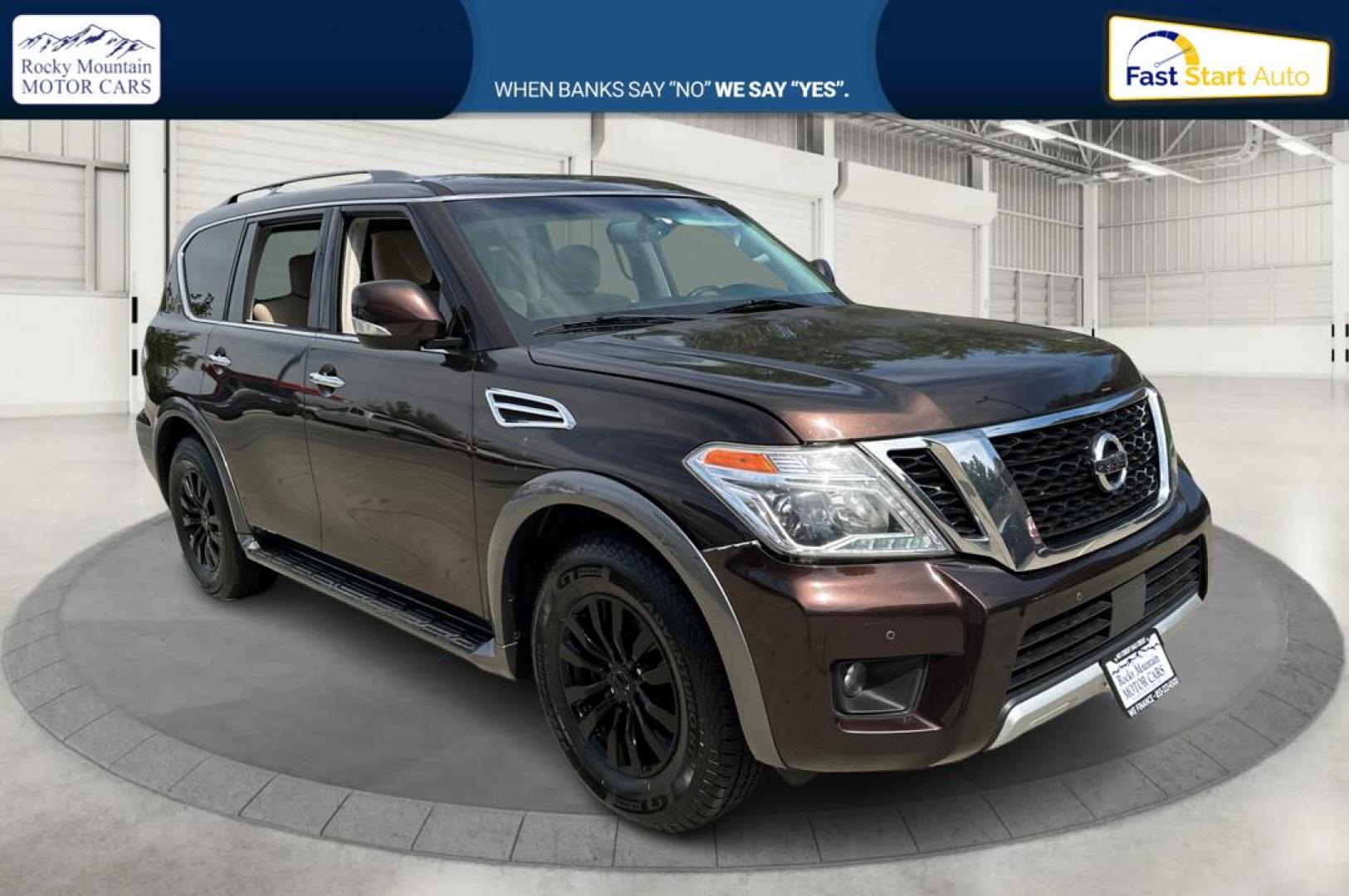 2018 Brown Nissan Armada Platinum 2WD (JN8AY2ND1J9) with an 5.6L V8 DOHC 32V engine, 7A transmission, located at 767 S State Road, Pleasant Grove, UT, 84062, (801) 785-1058, 40.354839, -111.736687 - Photo#0